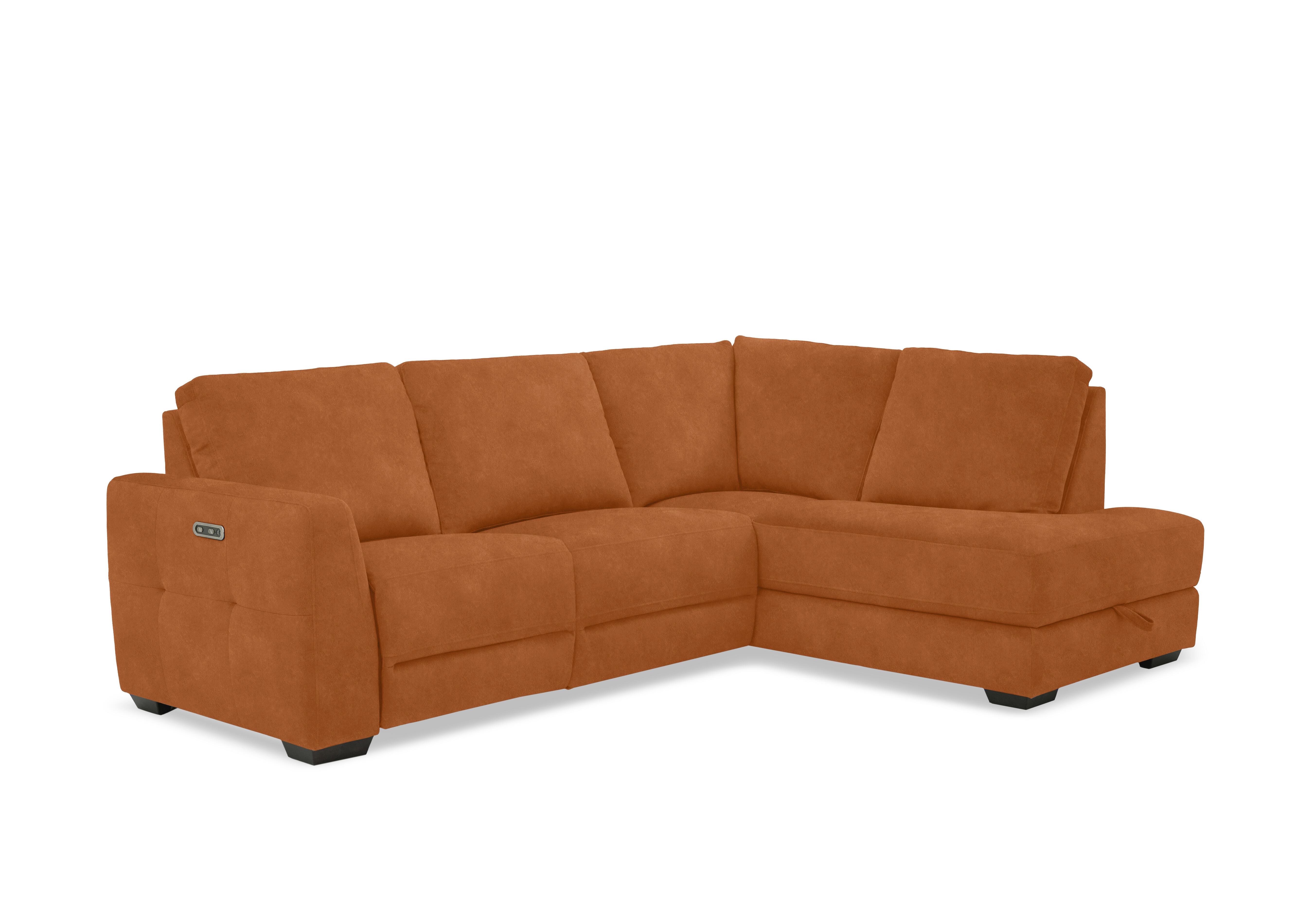 Dinky Fabric Corner Sofa with Storage Chaise End in Dexter Pumpkin 43509 on Furniture Village