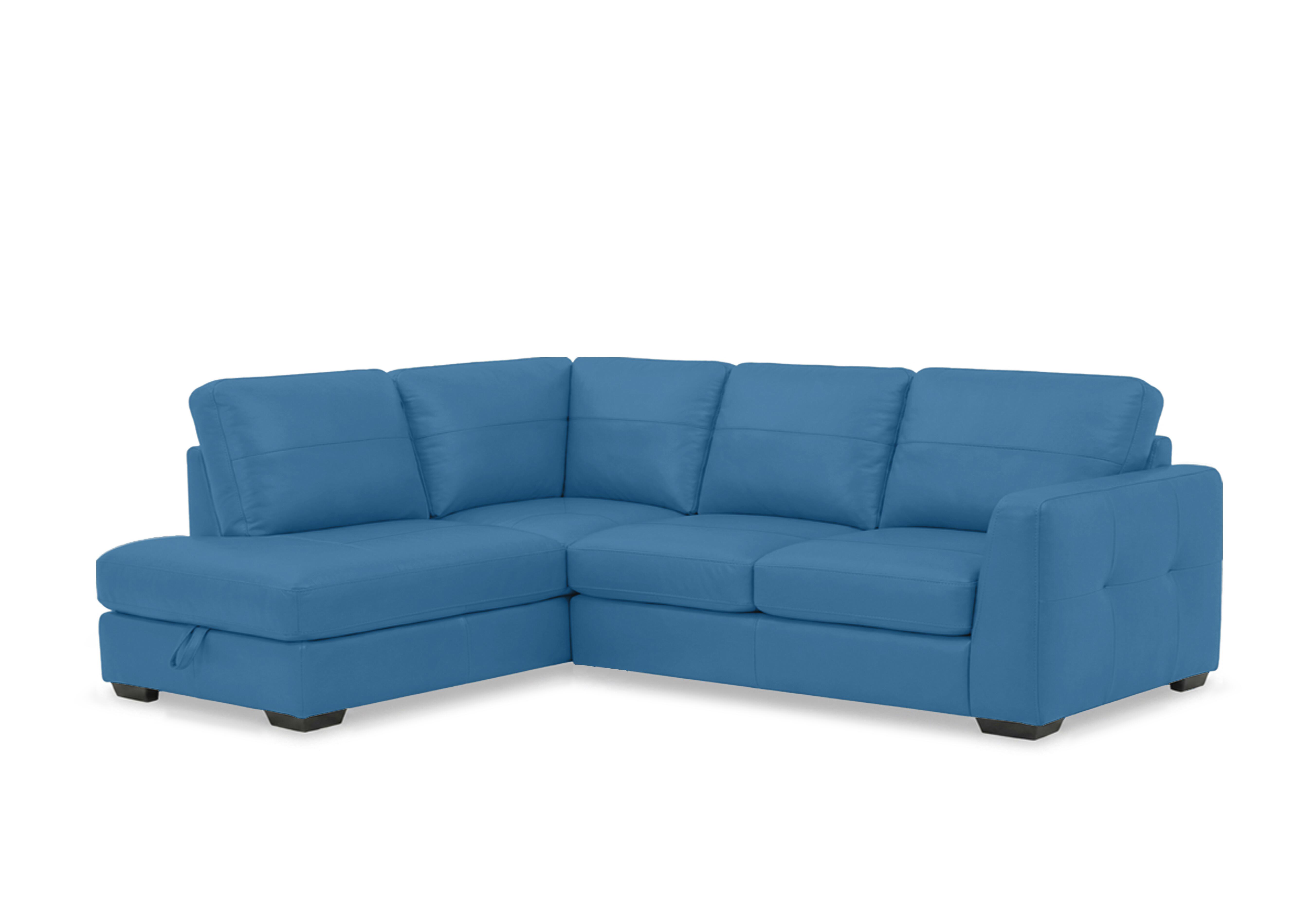 Dinky Leather Corner Sofa with Storage Chaise End in Aegean Cat-40/12 on Furniture Village