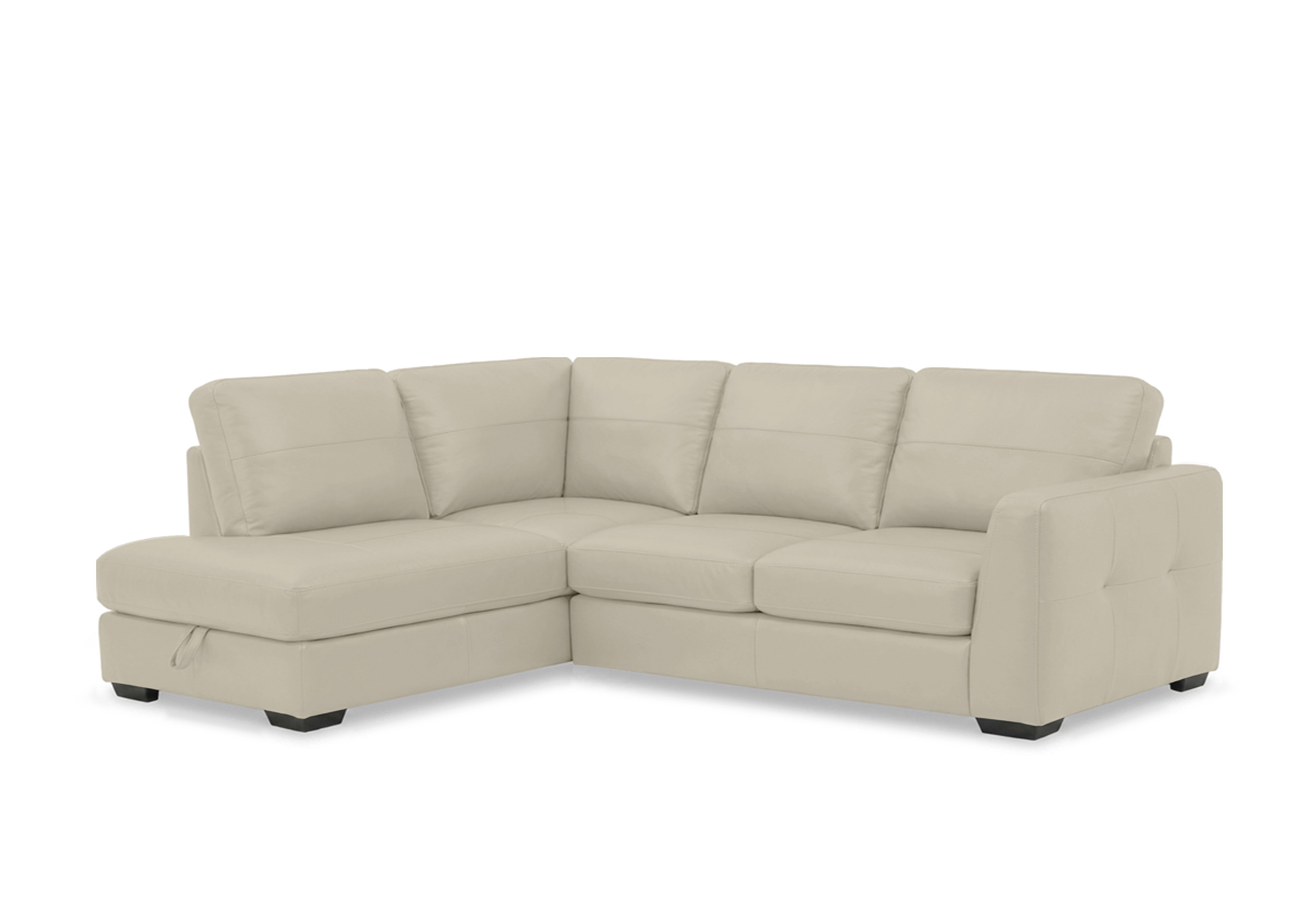 Dinky Leather Corner Sofa with Storage Chaise End in Bone China Cat-60/05 on Furniture Village