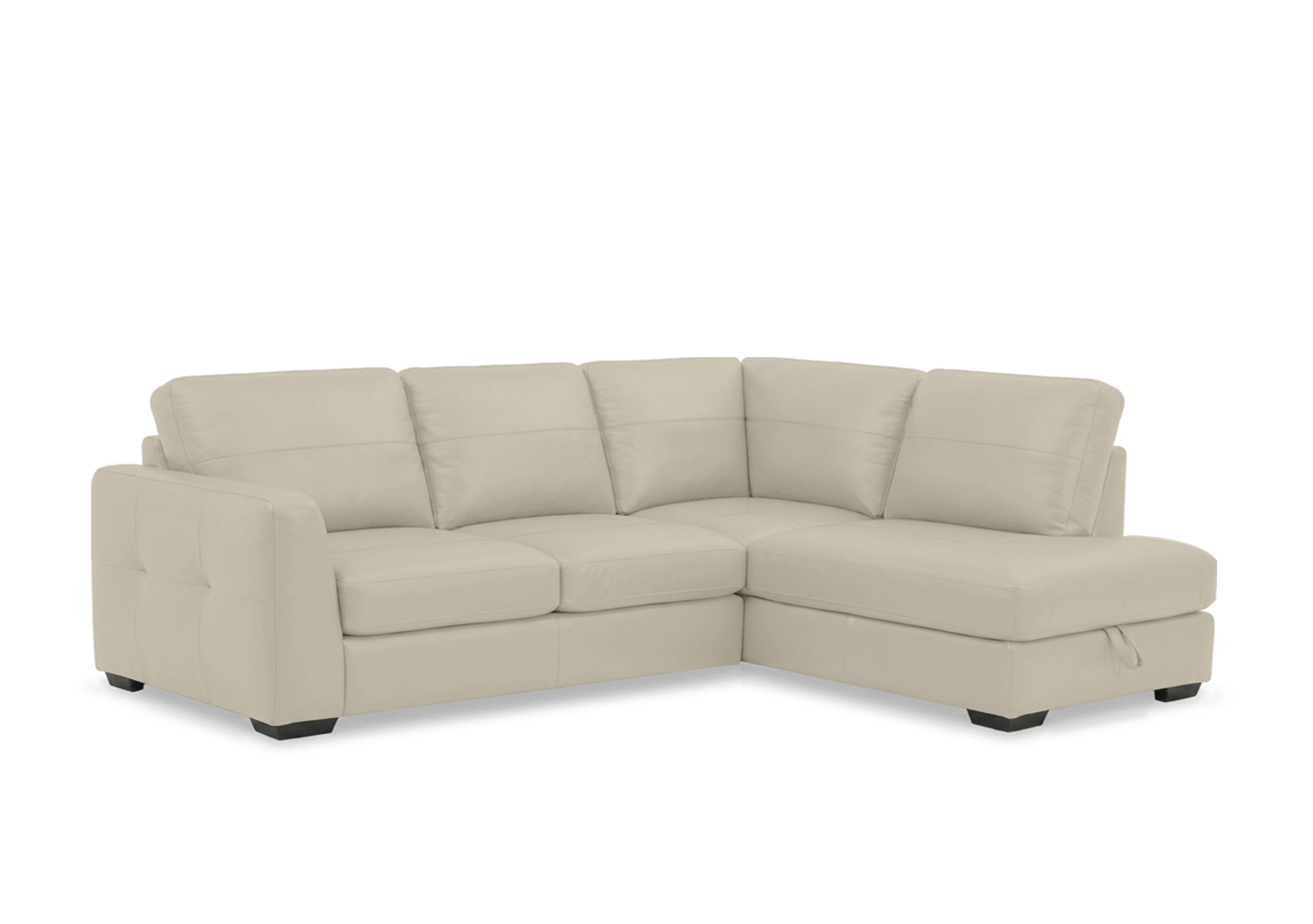 Dinky Leather Corner Sofa with Storage Chaise End in Bone China Cat-60/05 on Furniture Village