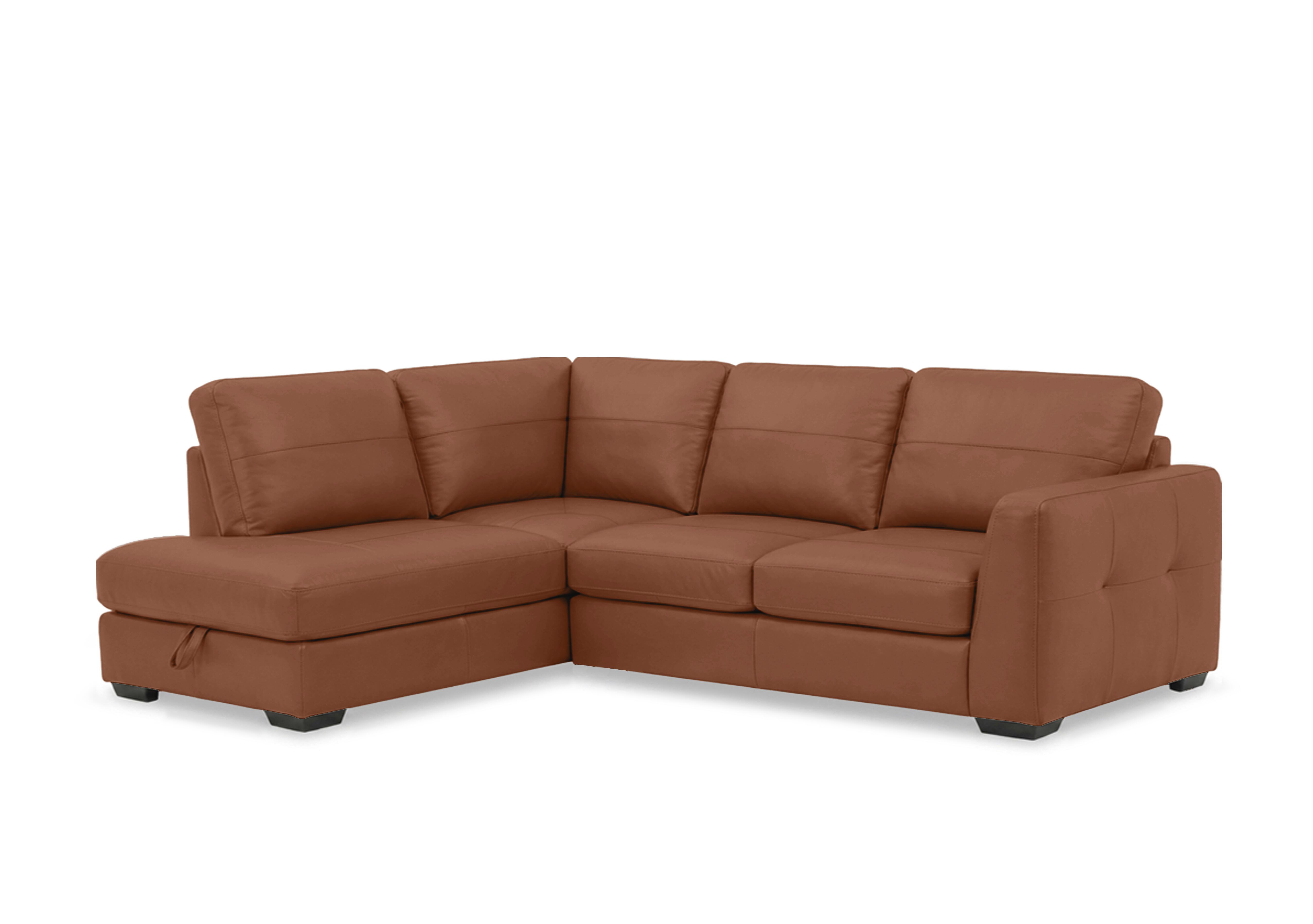 Dinky Leather Corner Sofa with Storage Chaise End in Butterscotch Cat-60/07 on Furniture Village