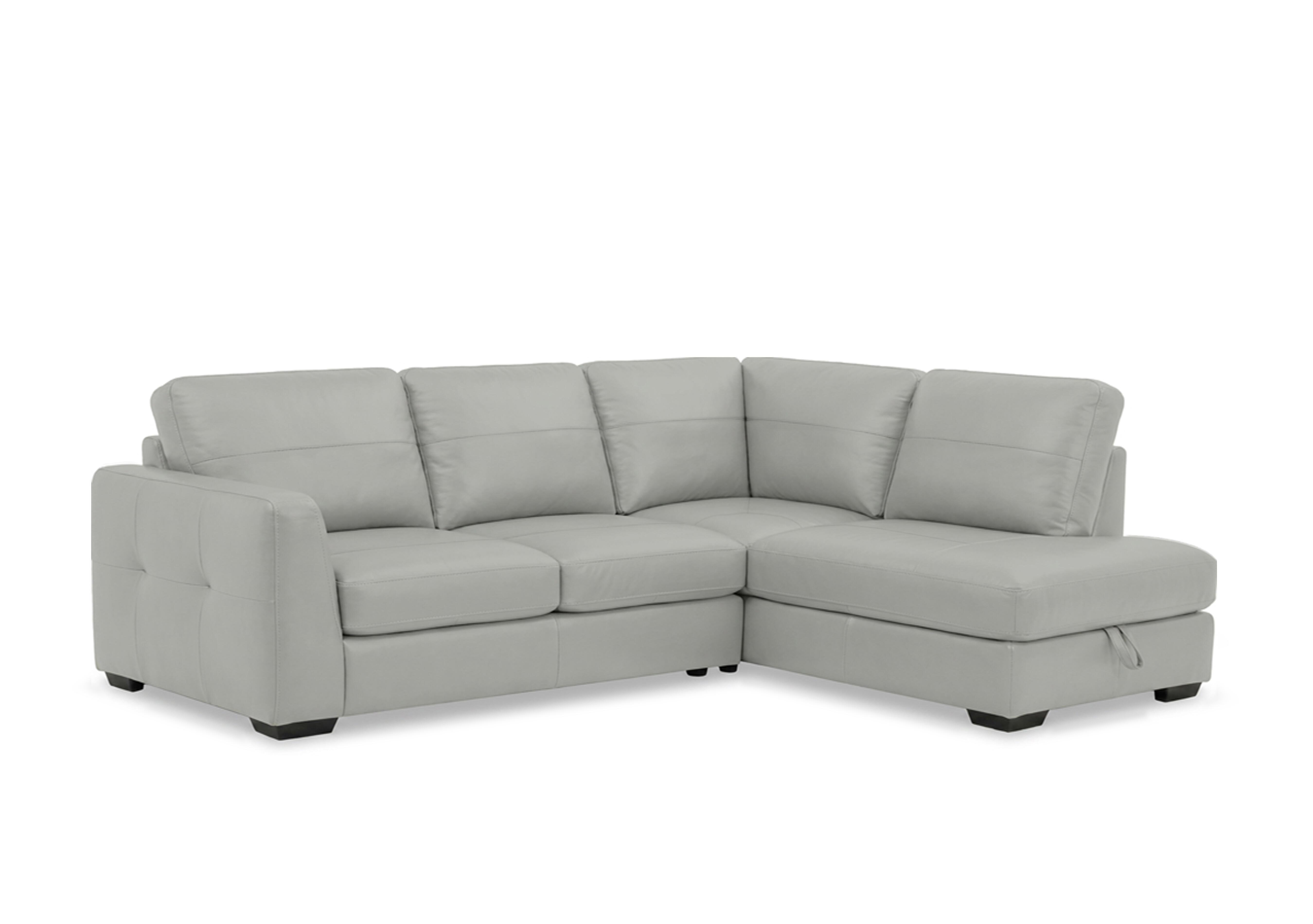 Dinky Leather Corner Sofa with Storage Chaise End in Lead Grey Cat-40/31 on Furniture Village