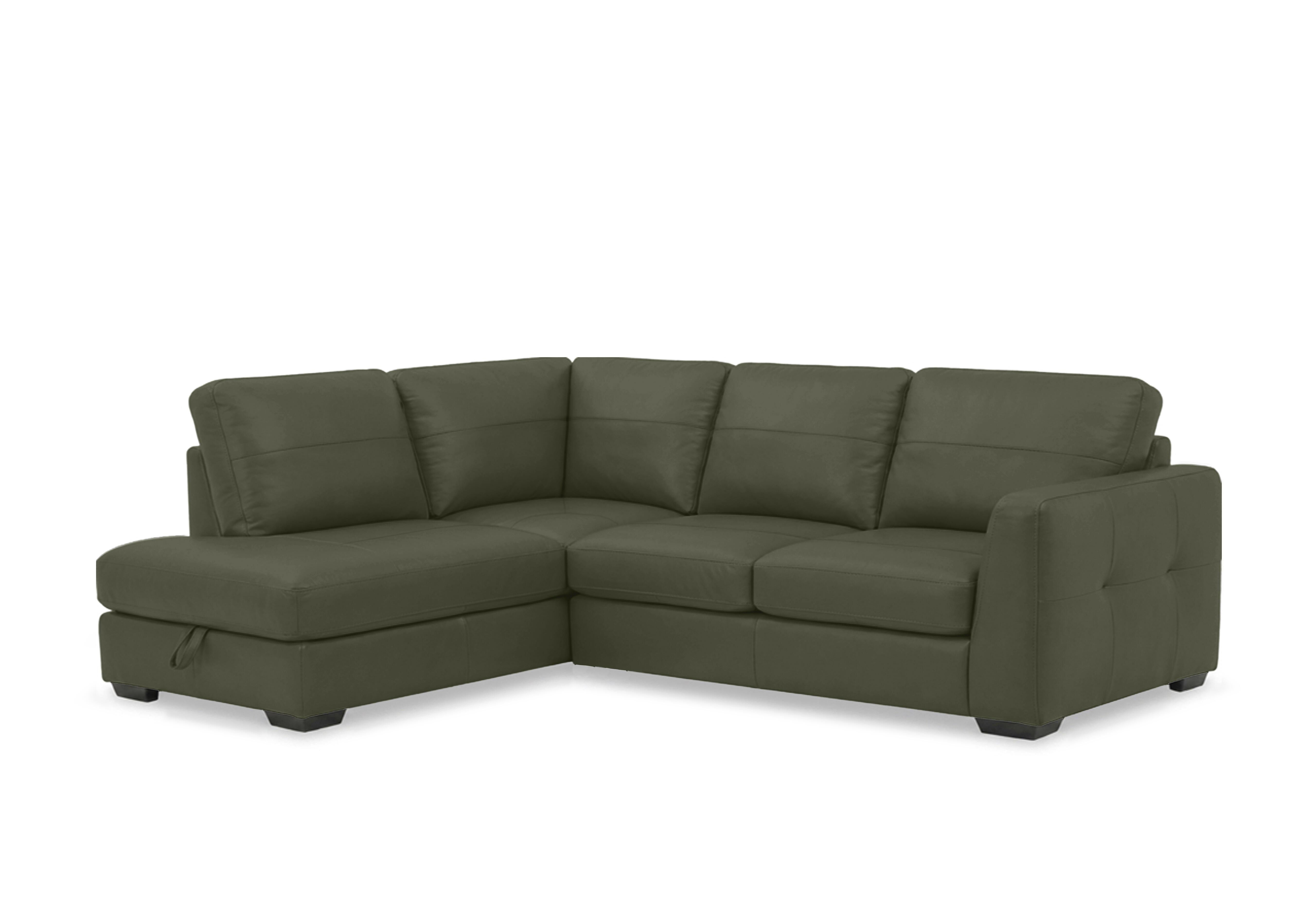 Dinky Leather Corner Sofa with Storage Chaise End in Oslo Pine Cat-40/10 on Furniture Village