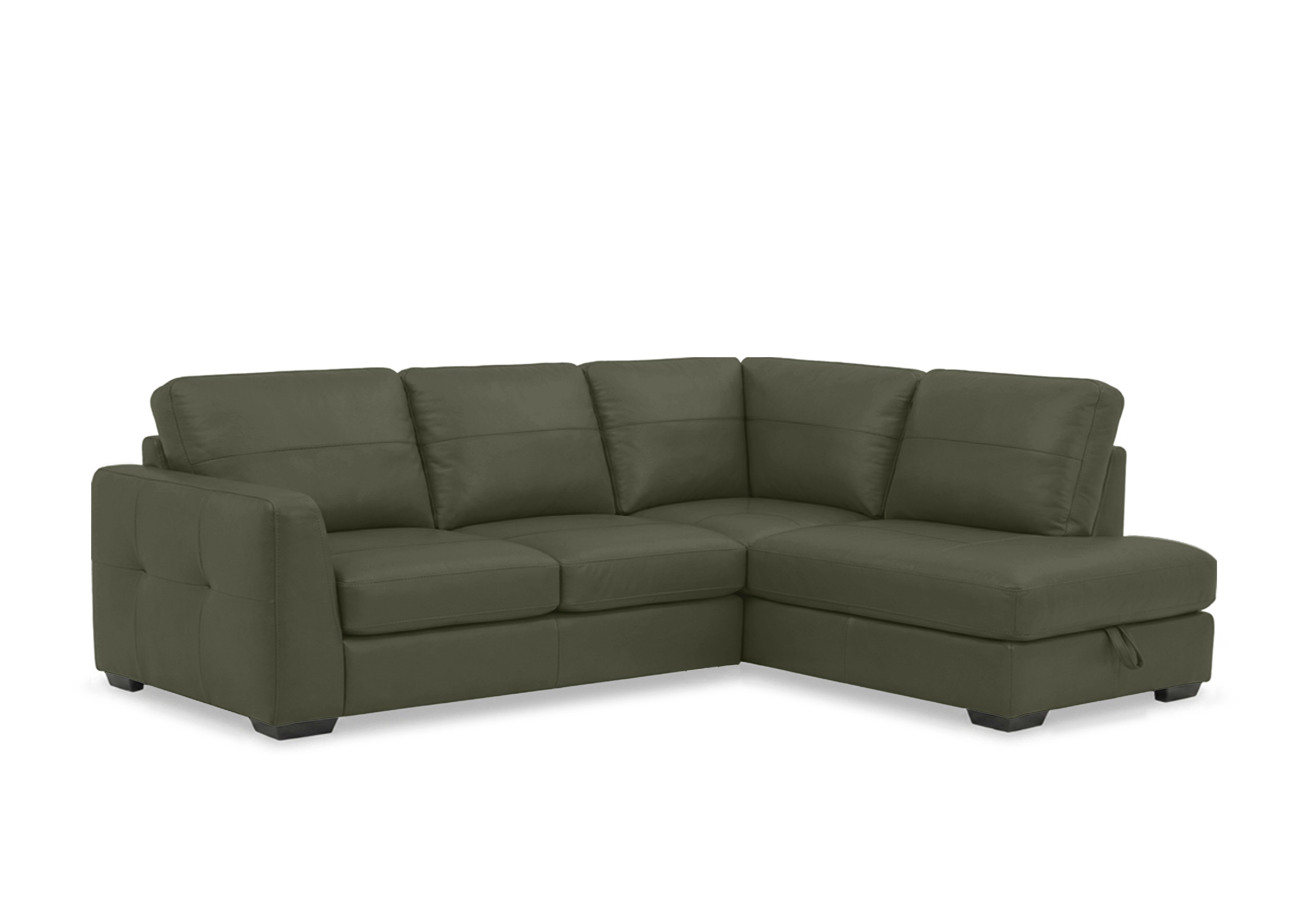 Dinky Leather Corner Sofa with Storage Chaise End in Oslo Pine Cat-40/10 on Furniture Village