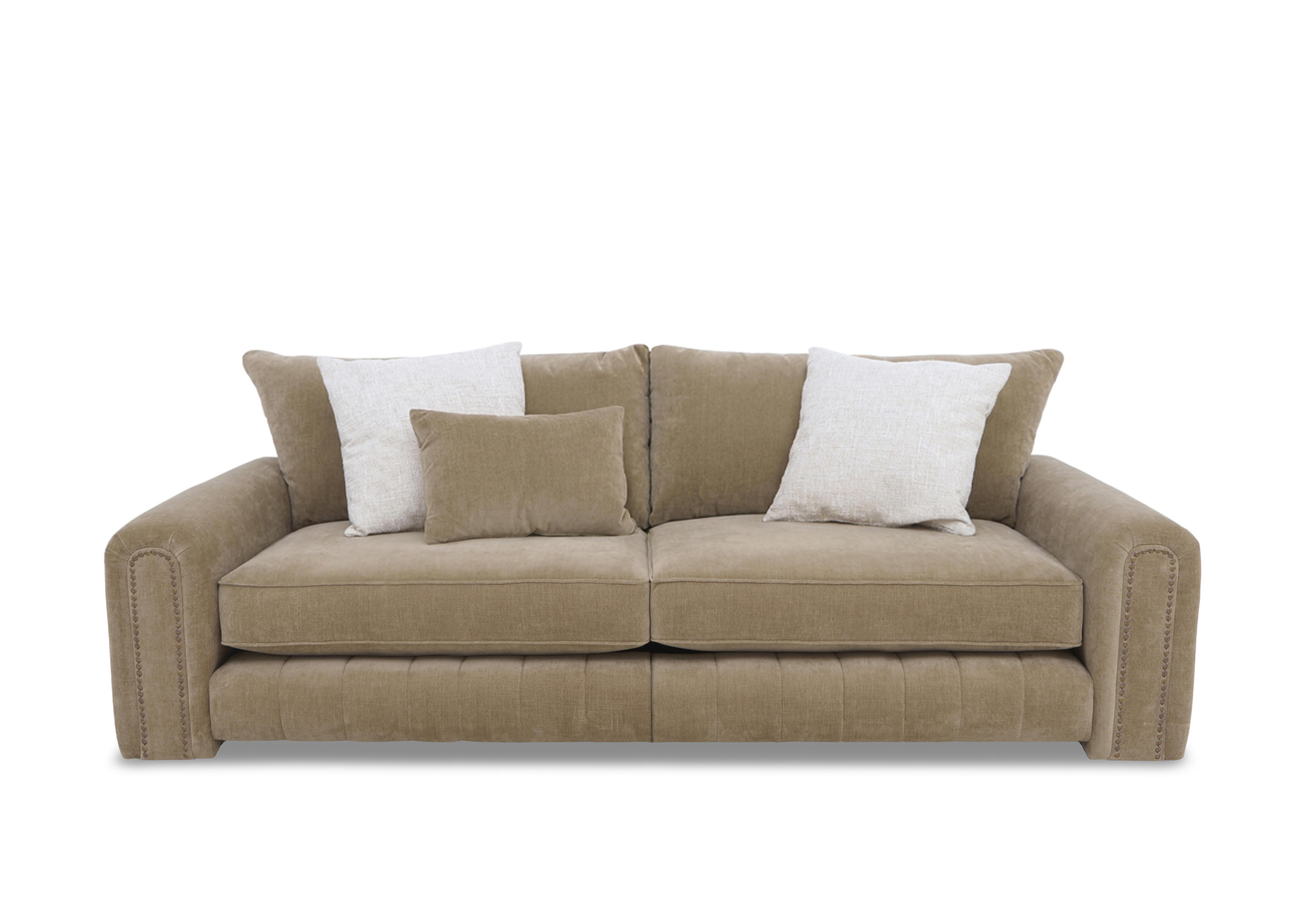 Retreat 4 Seater Fabric Sofa with Split Frame in Aston Caramel Studs on Furniture Village