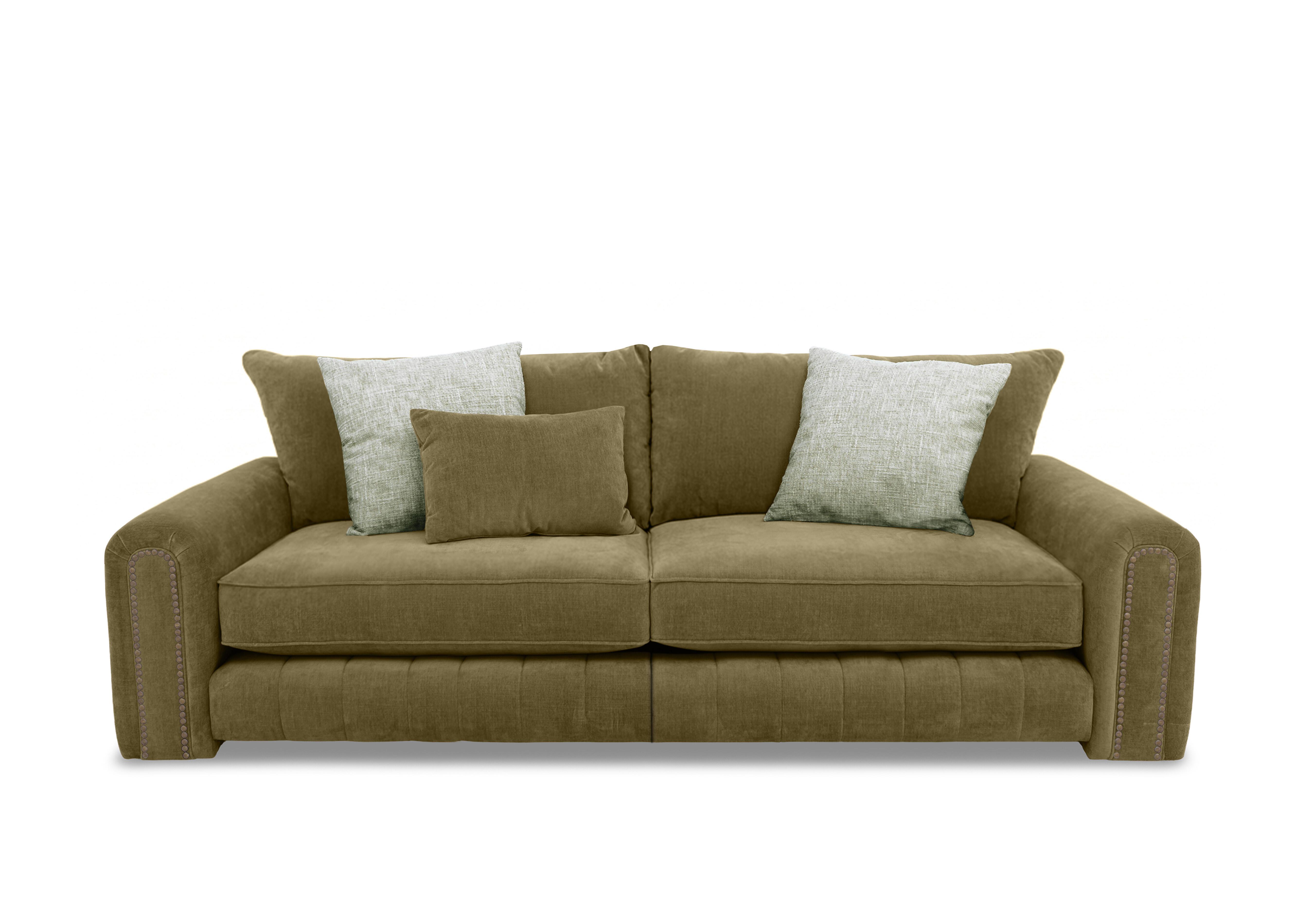 Retreat 4 Seater Fabric Sofa with Split Frame in Aston Sage Studs on Furniture Village