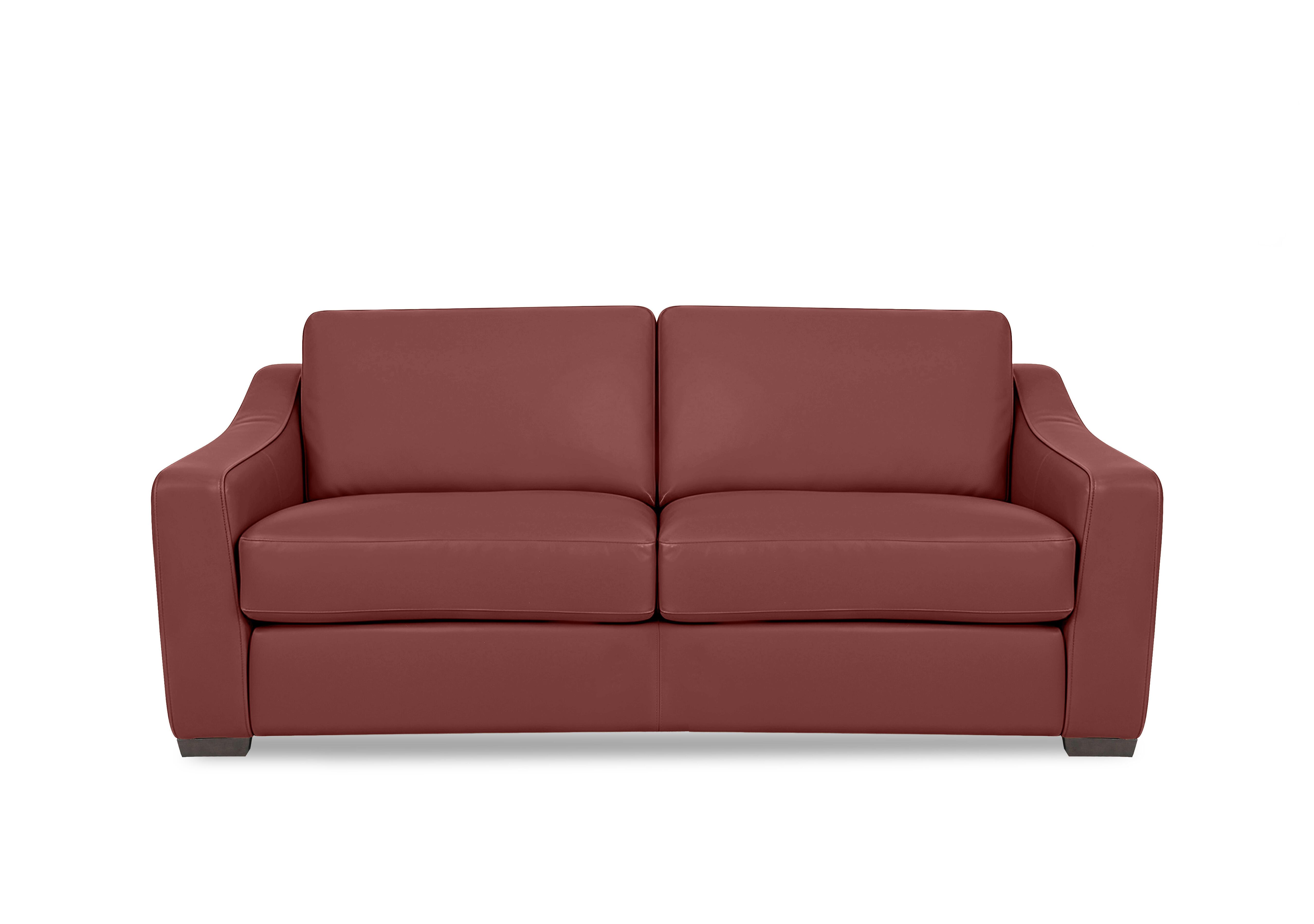 Nap 3 Seater Leather Sofa Bed in Nw-035c Deep Red on Furniture Village