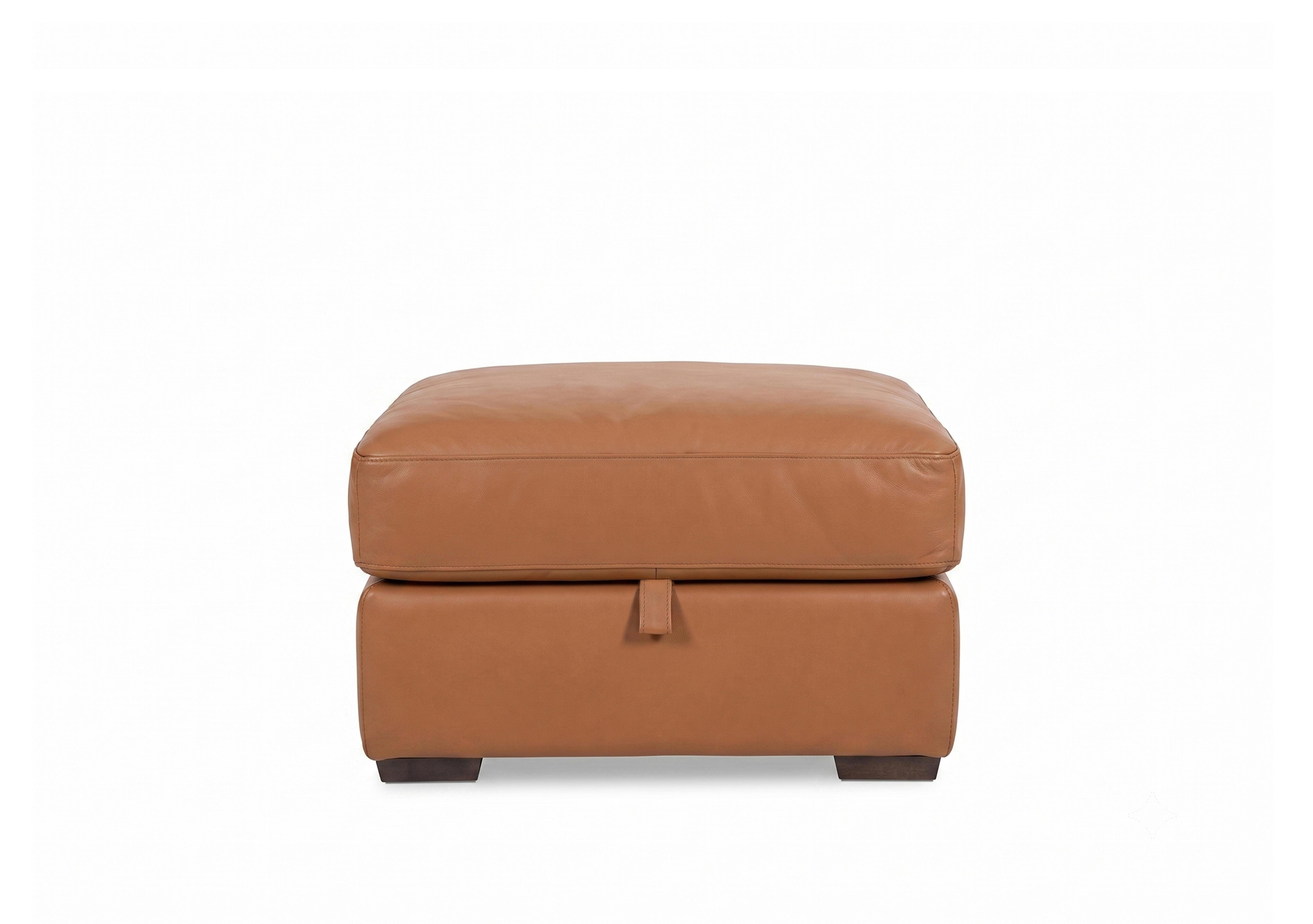 Nap Leather Storage Footstool in Nw-334e Pecan Brown on Furniture Village