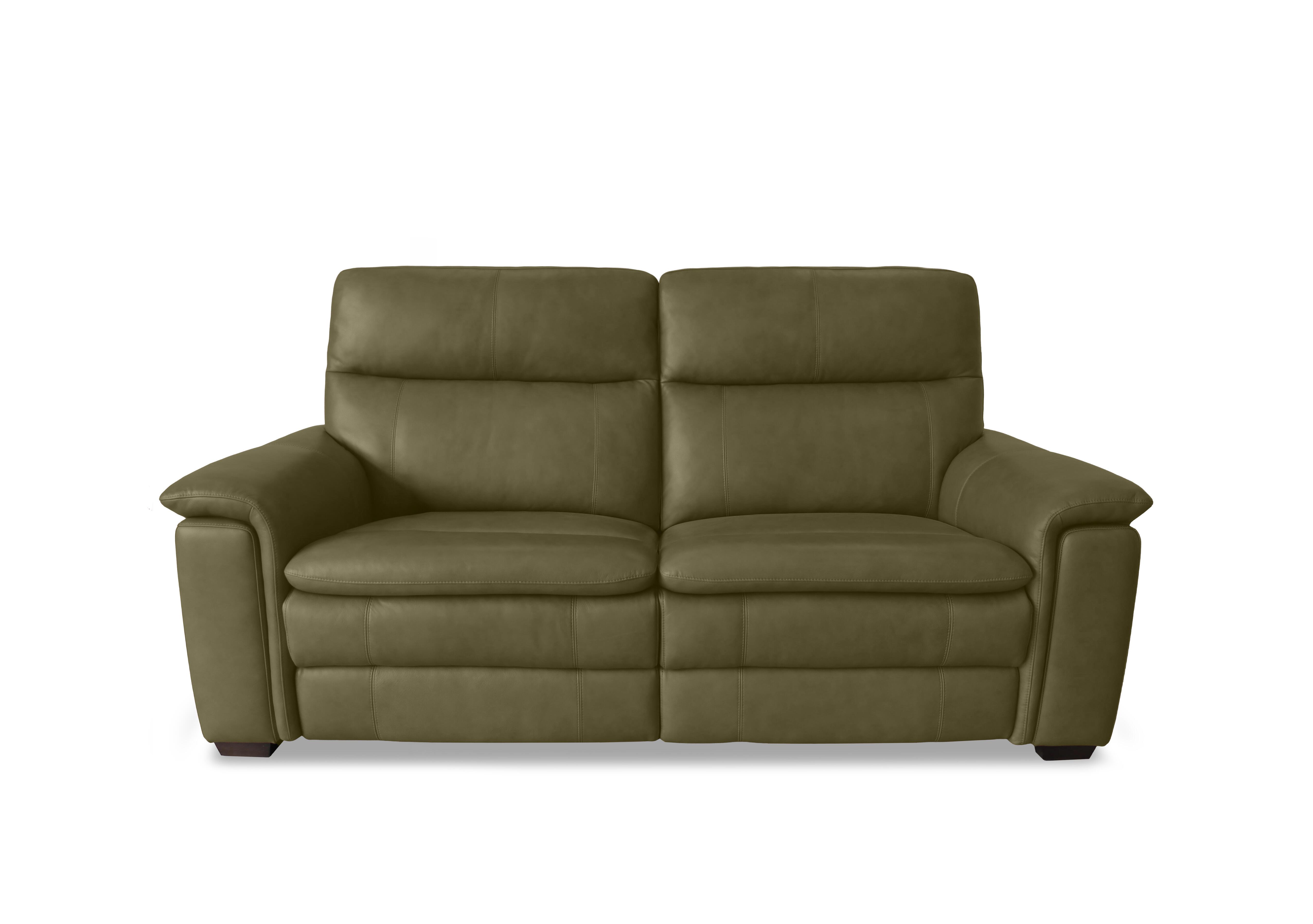 Recharge 2 Seater Leather Power Recliner Sofa with Power Headrests in Ca-699e Olive Green on Furniture Village