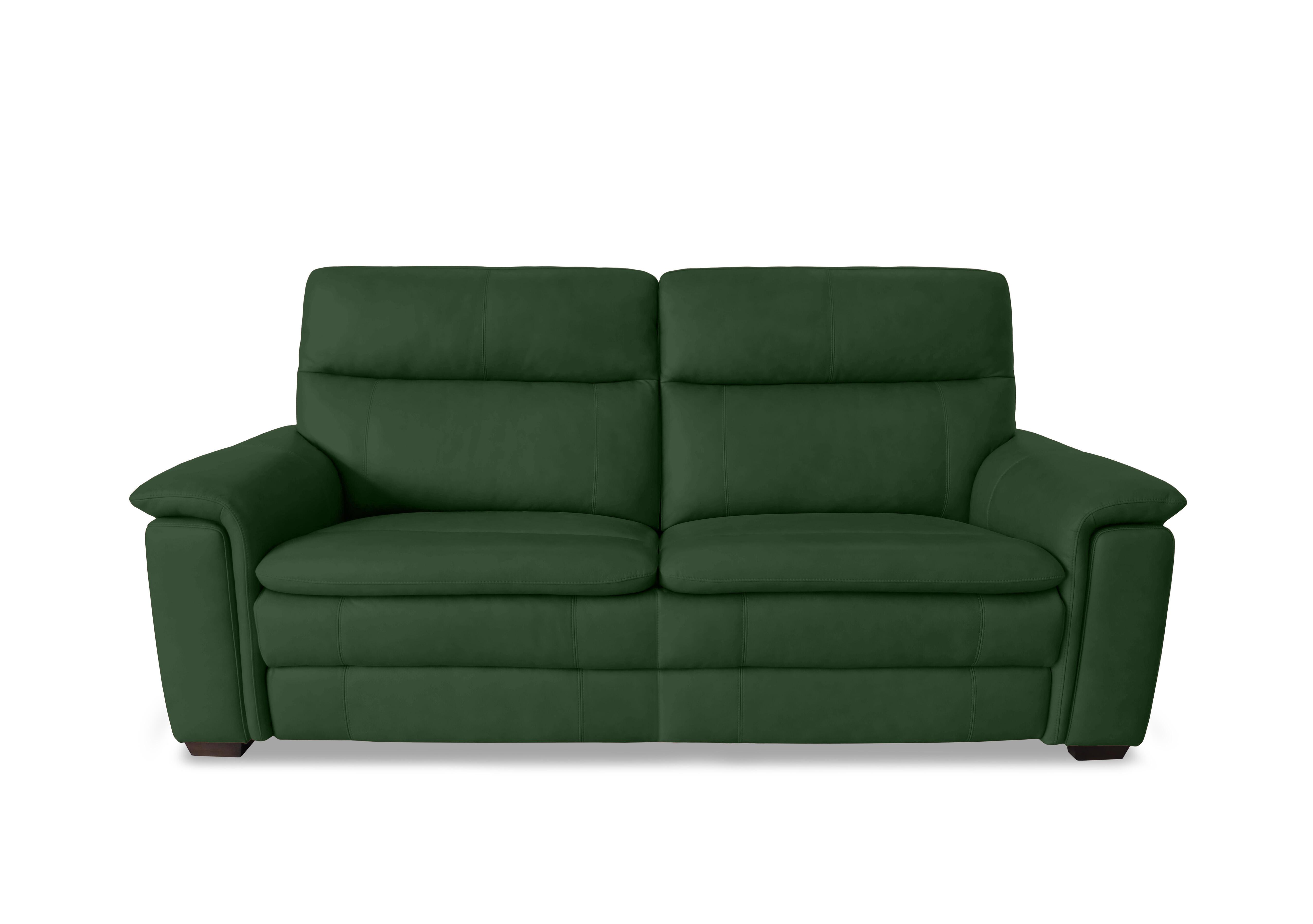 Recharge 3 Seater Leather Sofa in Bv-371e Chive Green on Furniture Village