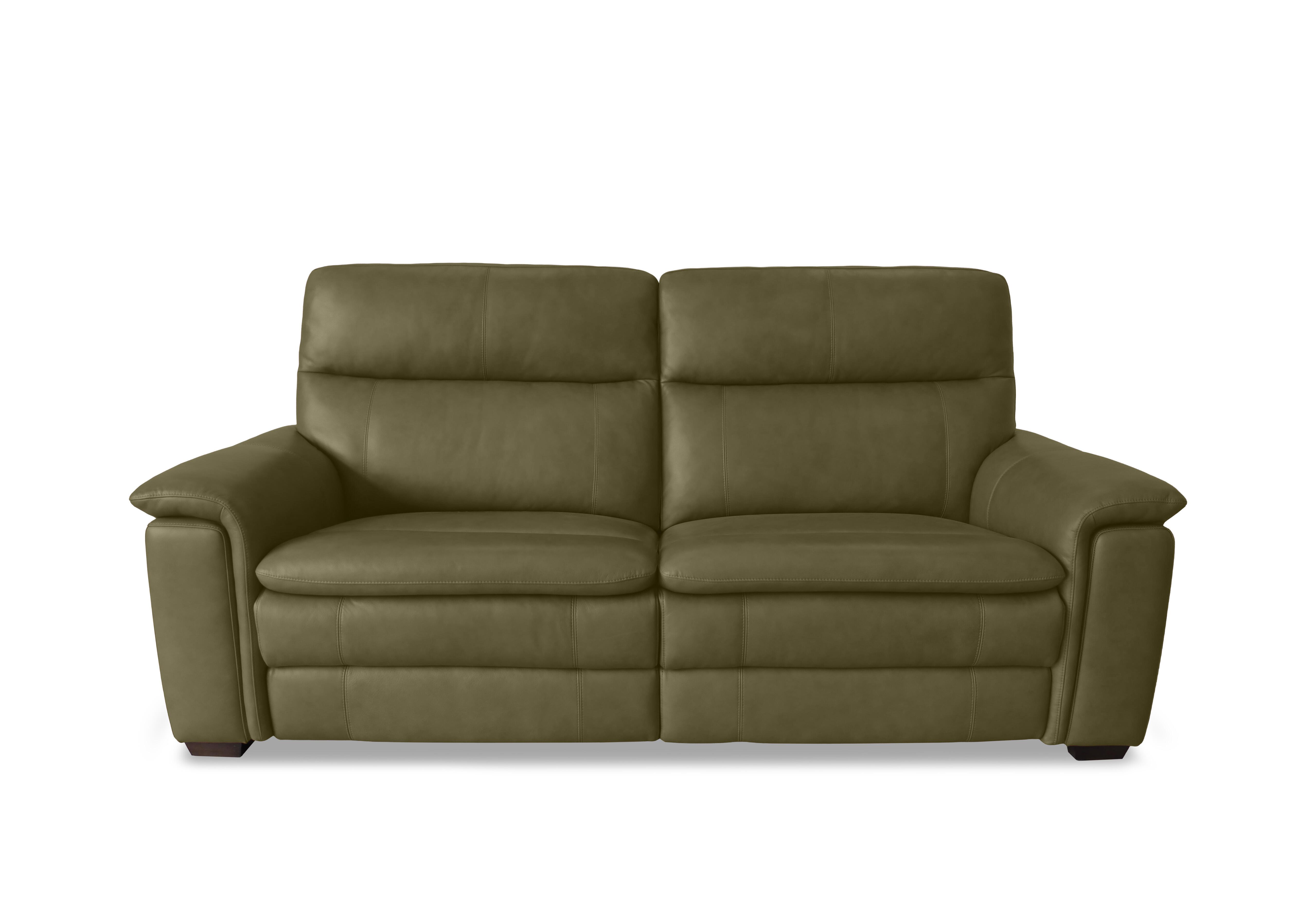 Recharge 3 Seater Leather Sofa in Ca-699e Olive Green on Furniture Village
