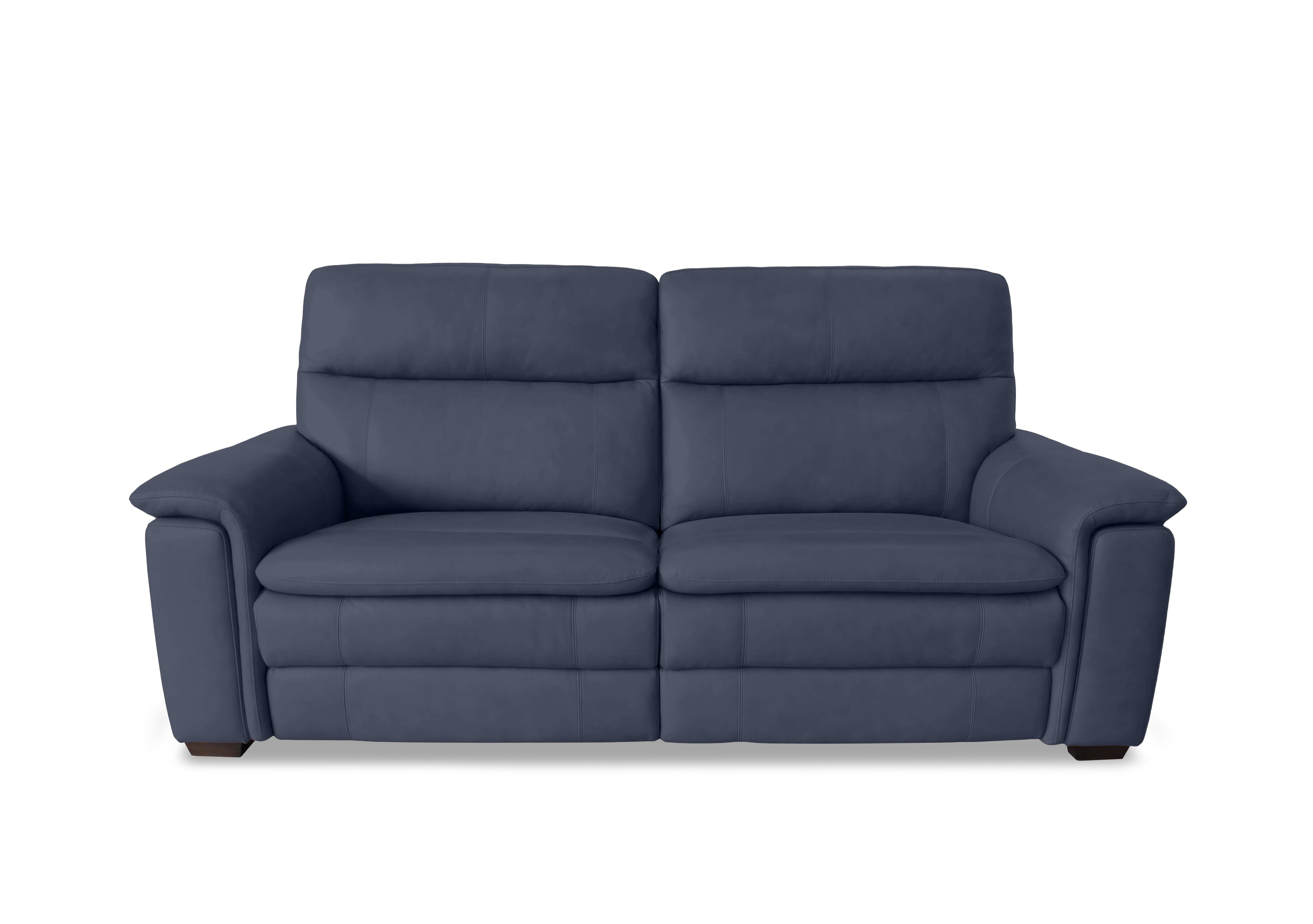 Recharge 3 Seater Leather Power Recliner Sofa with Power Headrests in Bv-313e Ocean Blue on Furniture Village
