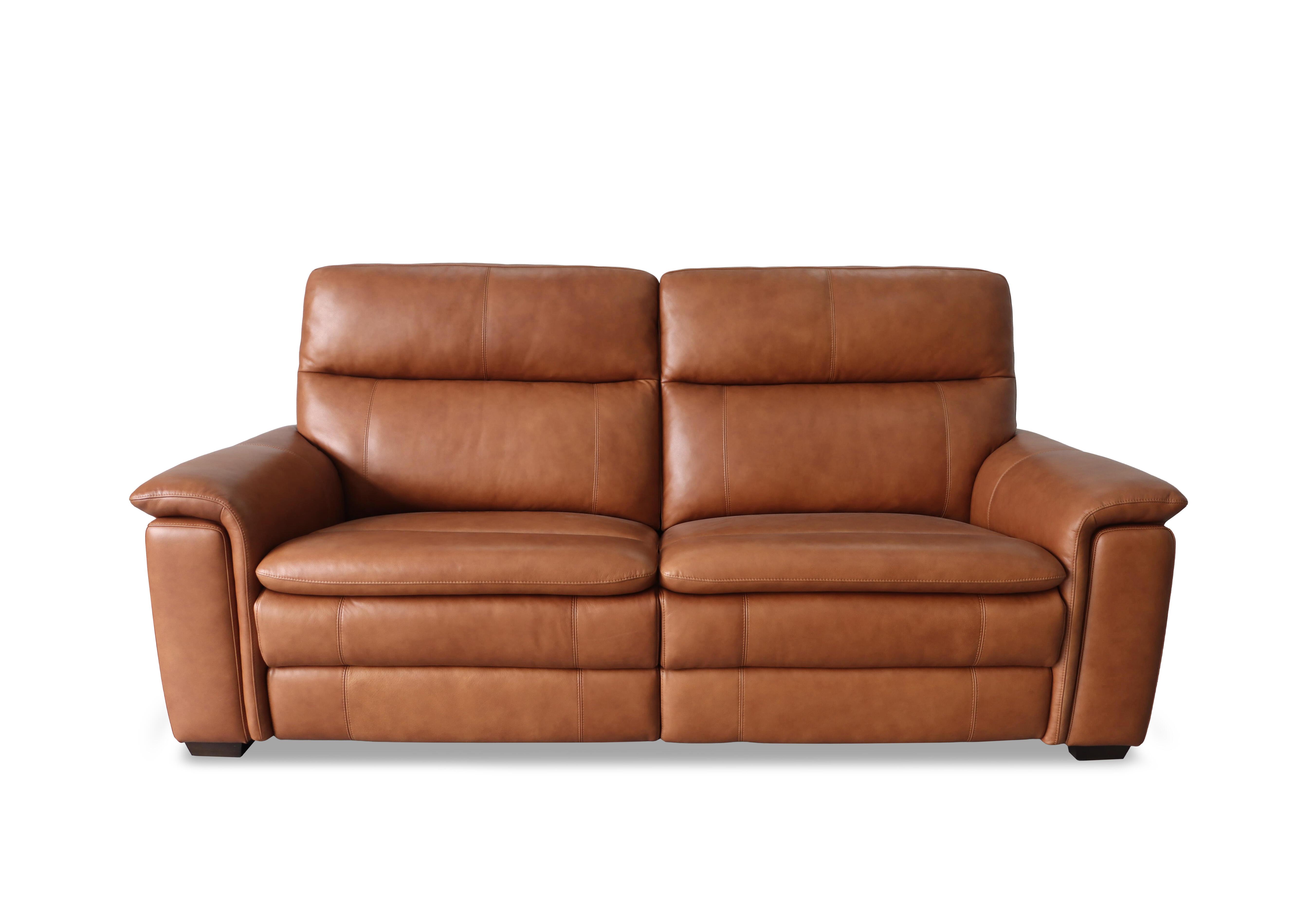 Recharge 3 Seater Leather Power Recliner Sofa with Power Headrests in Ca-698e Saddle Brown on Furniture Village