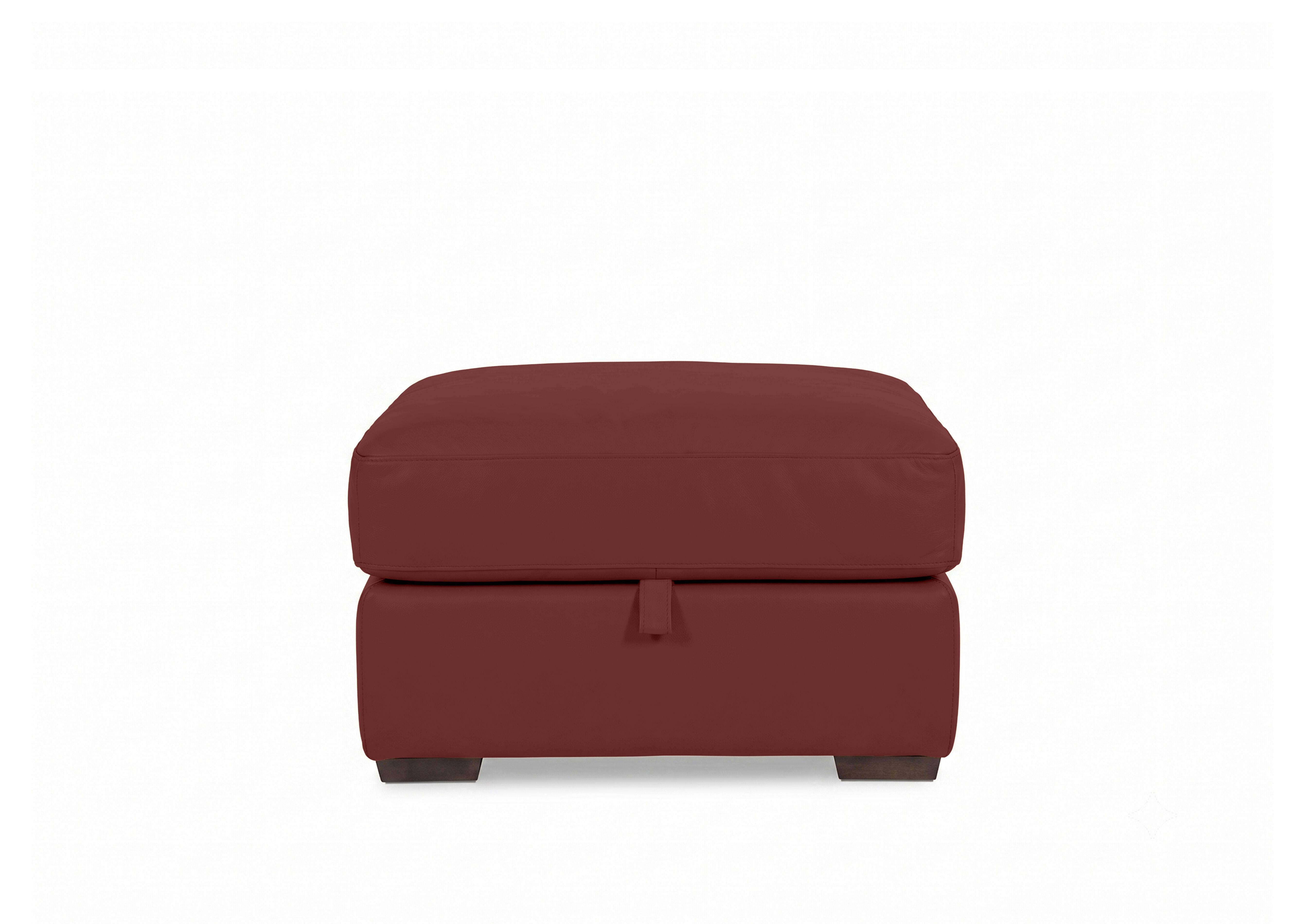 Recharge Leather Storage Footstool in Bv-035c Deep Red on Furniture Village