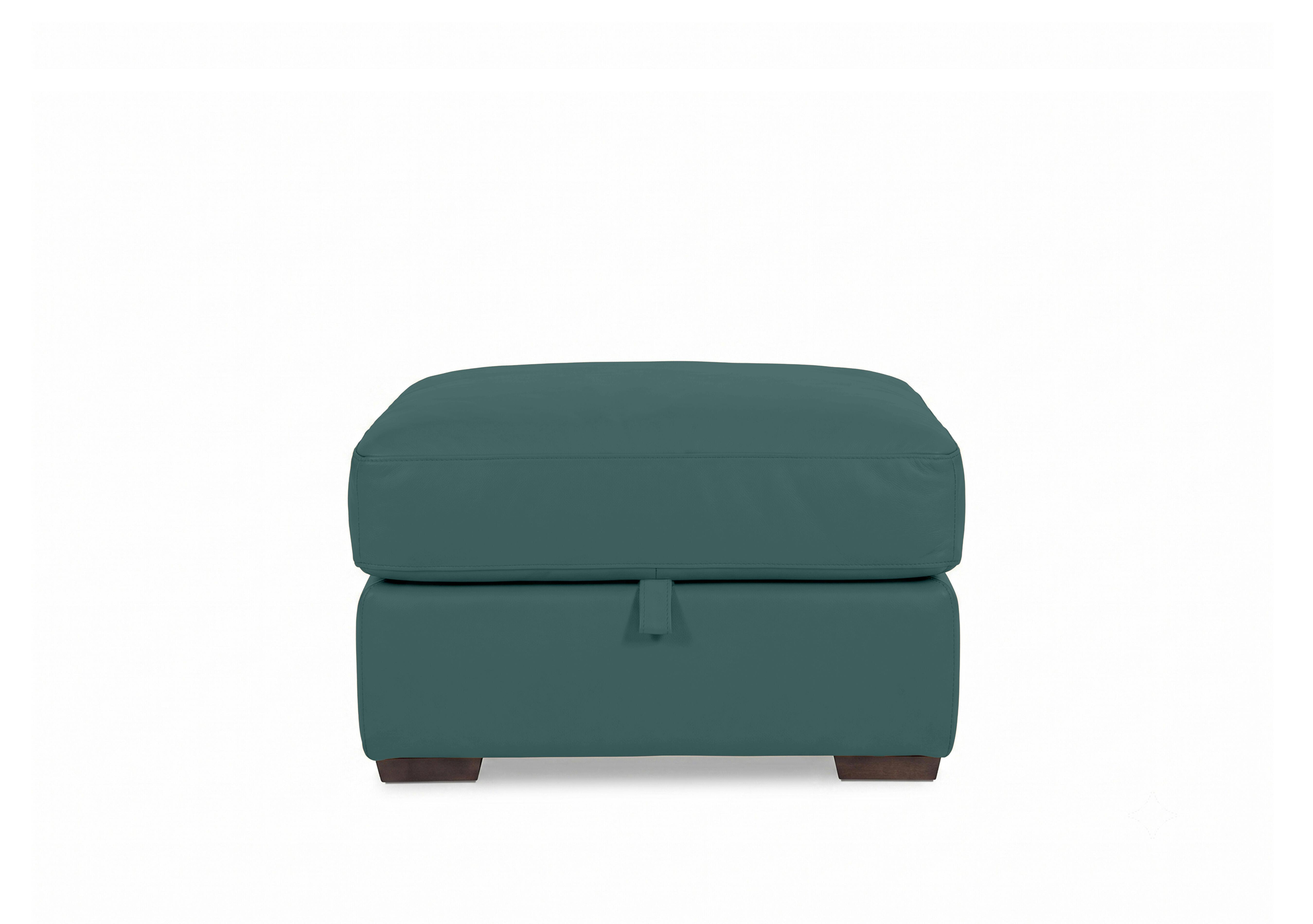 Recharge Leather Storage Footstool in Bv-301e Lake Green on Furniture Village