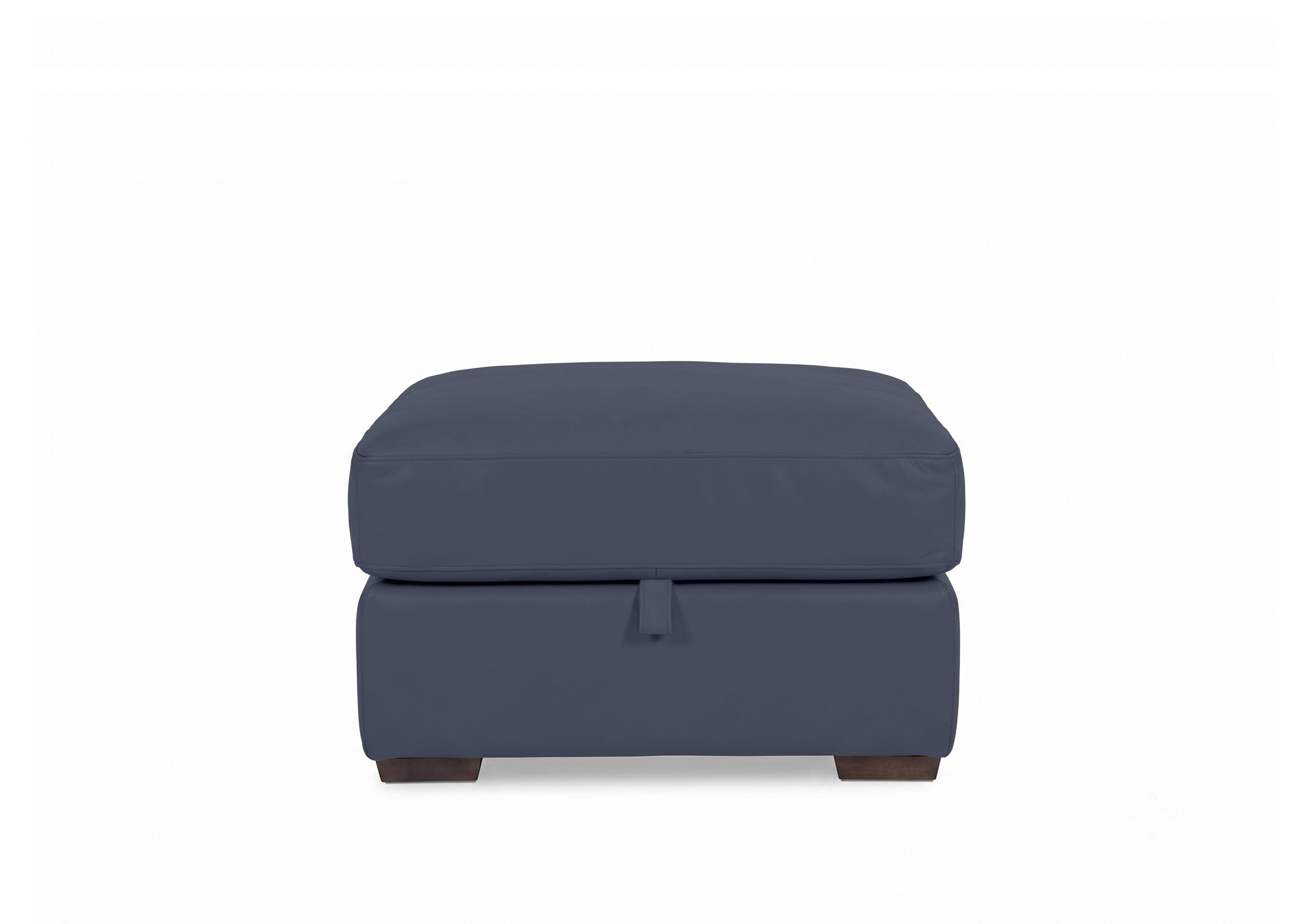 Recharge Leather Storage Footstool in Bv-313e Ocean Blue on Furniture Village