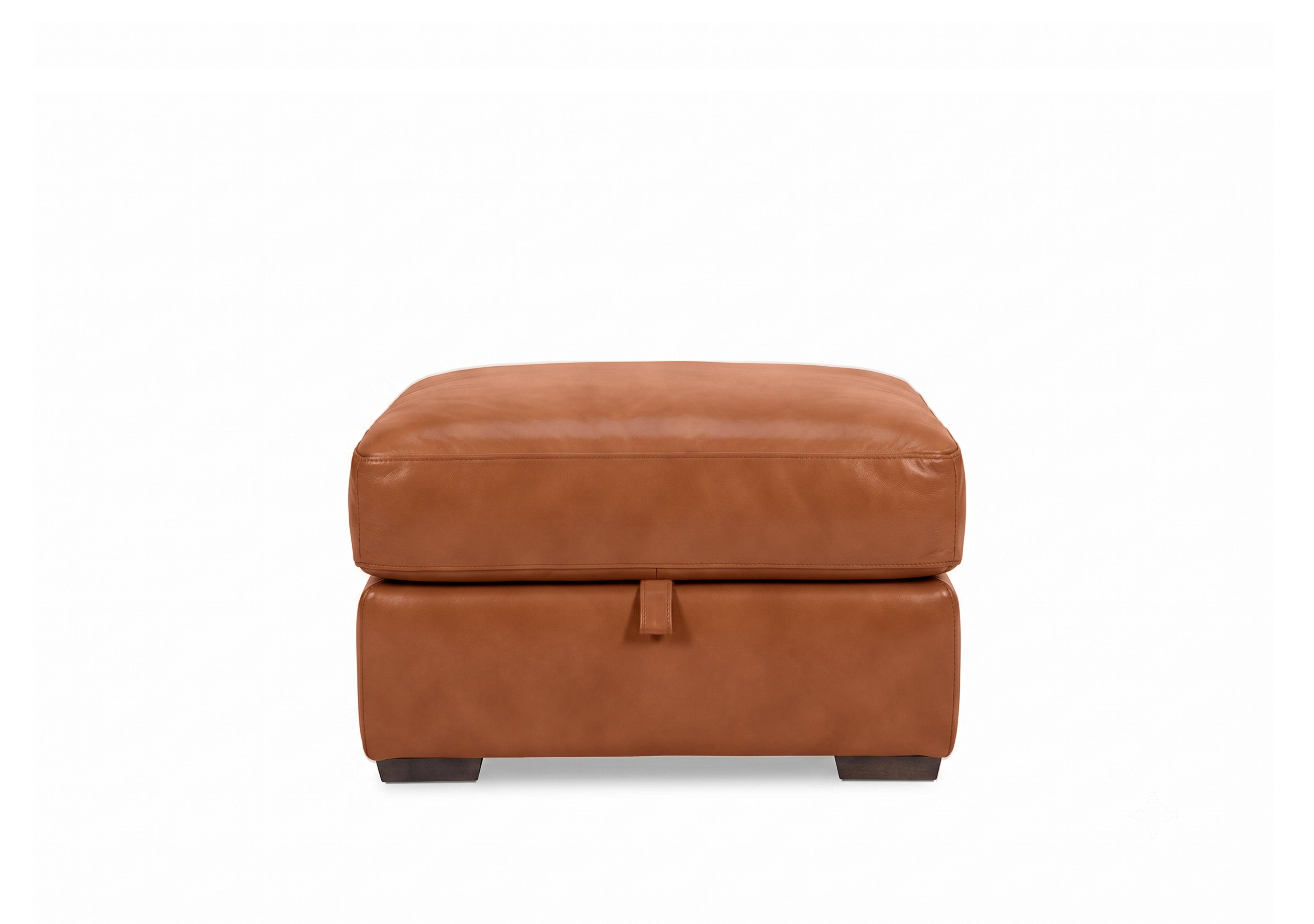 Recharge Leather Storage Footstool in Ca-698e Saddle Brown on Furniture Village