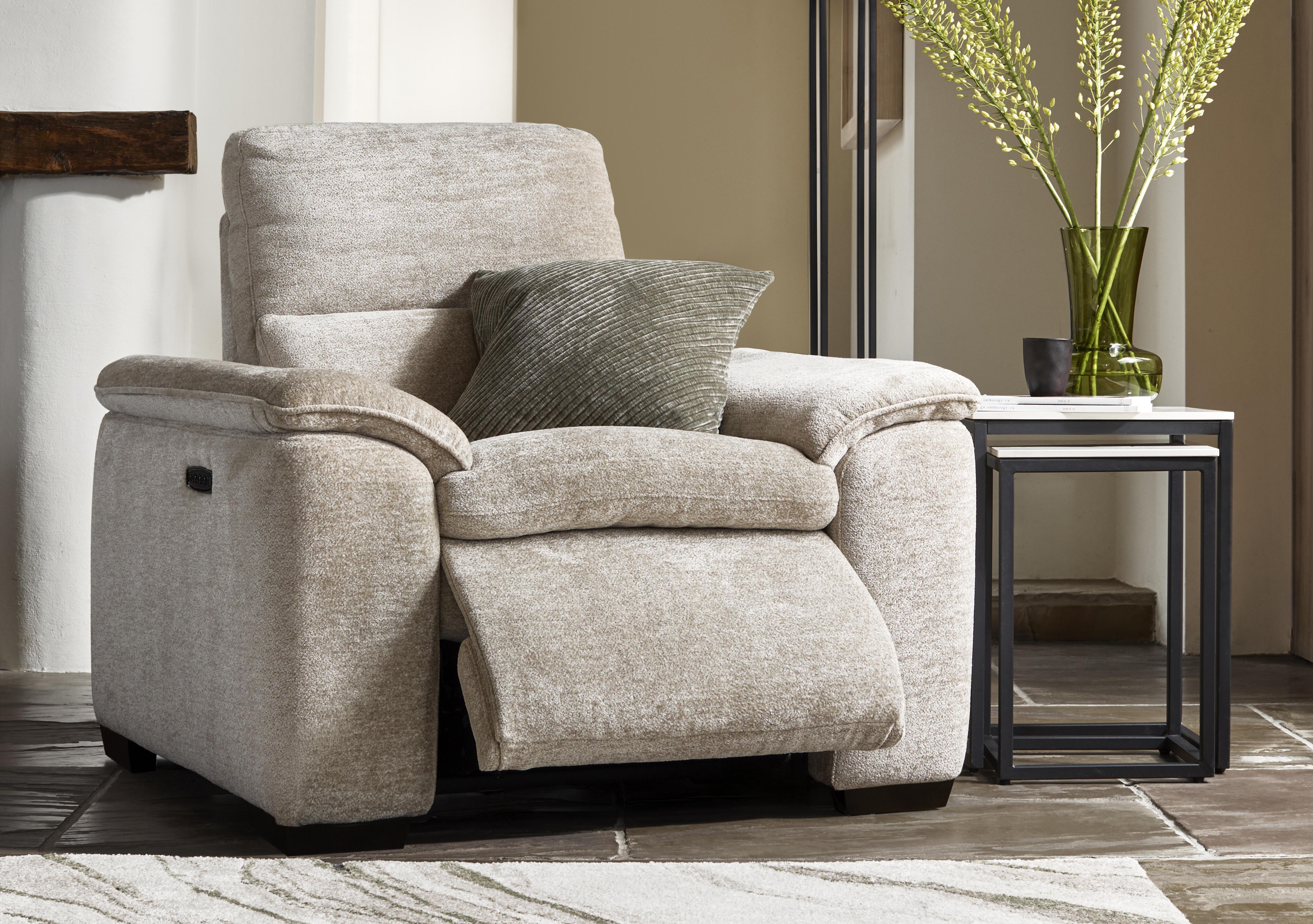 Relax Fabric Power Recliner Armchair with Power Headrest in  on Furniture Village