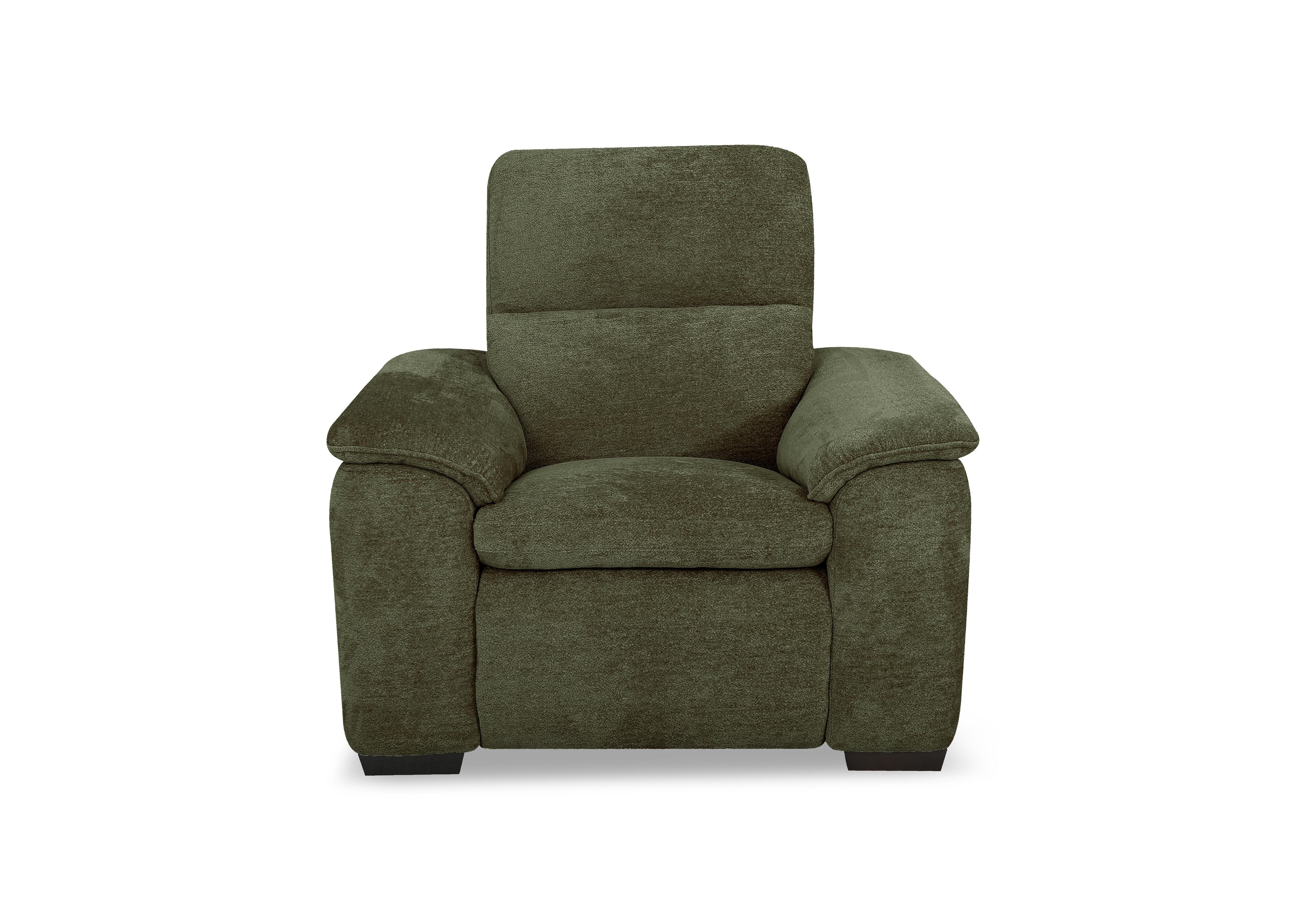 Relax Fabric Power Recliner Armchair with Power Headrest in Fab-Mat-R13 Olive Green on Furniture Village