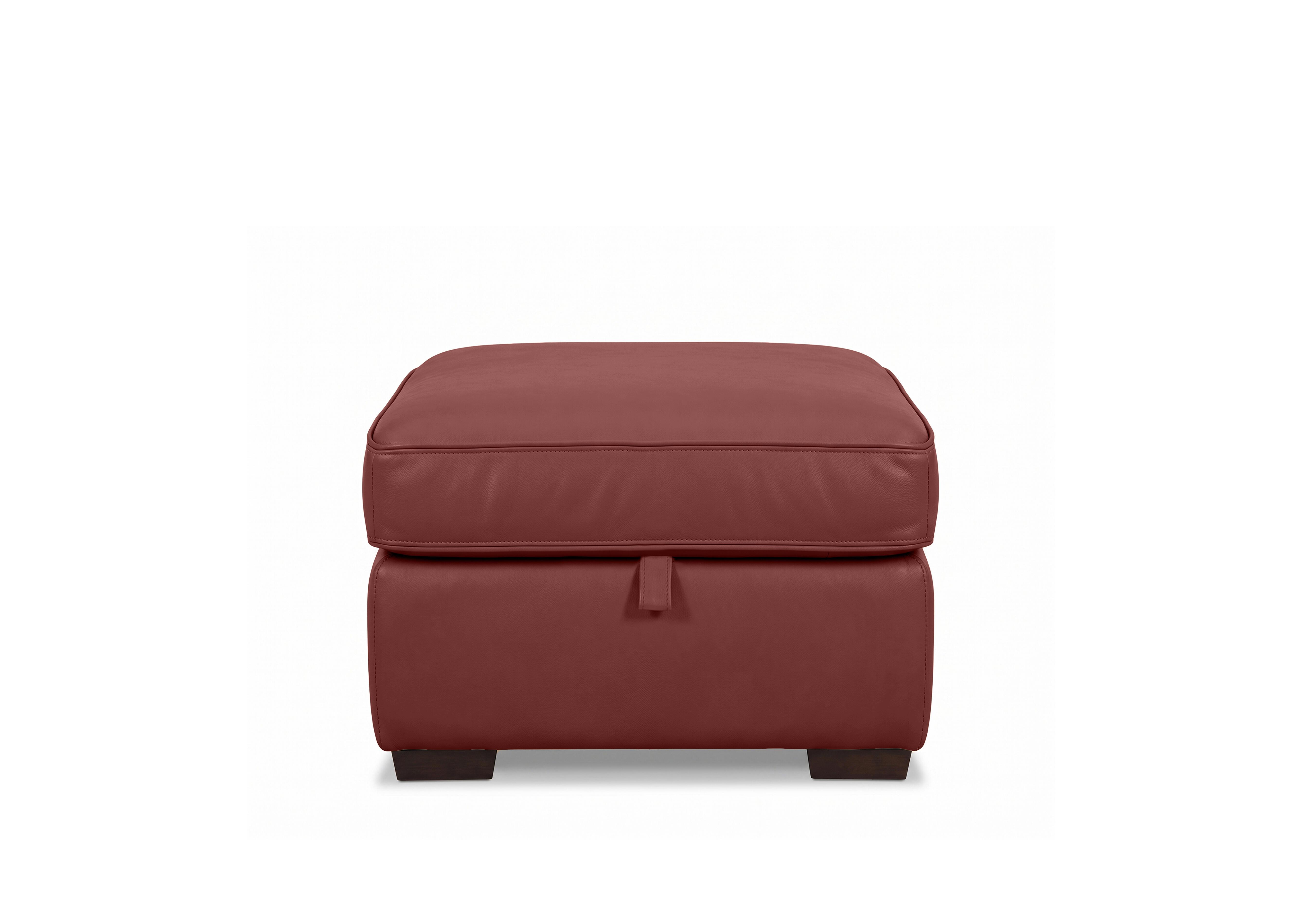 Relax Leather Storage Footstool in Nw-035c Deep Red on Furniture Village