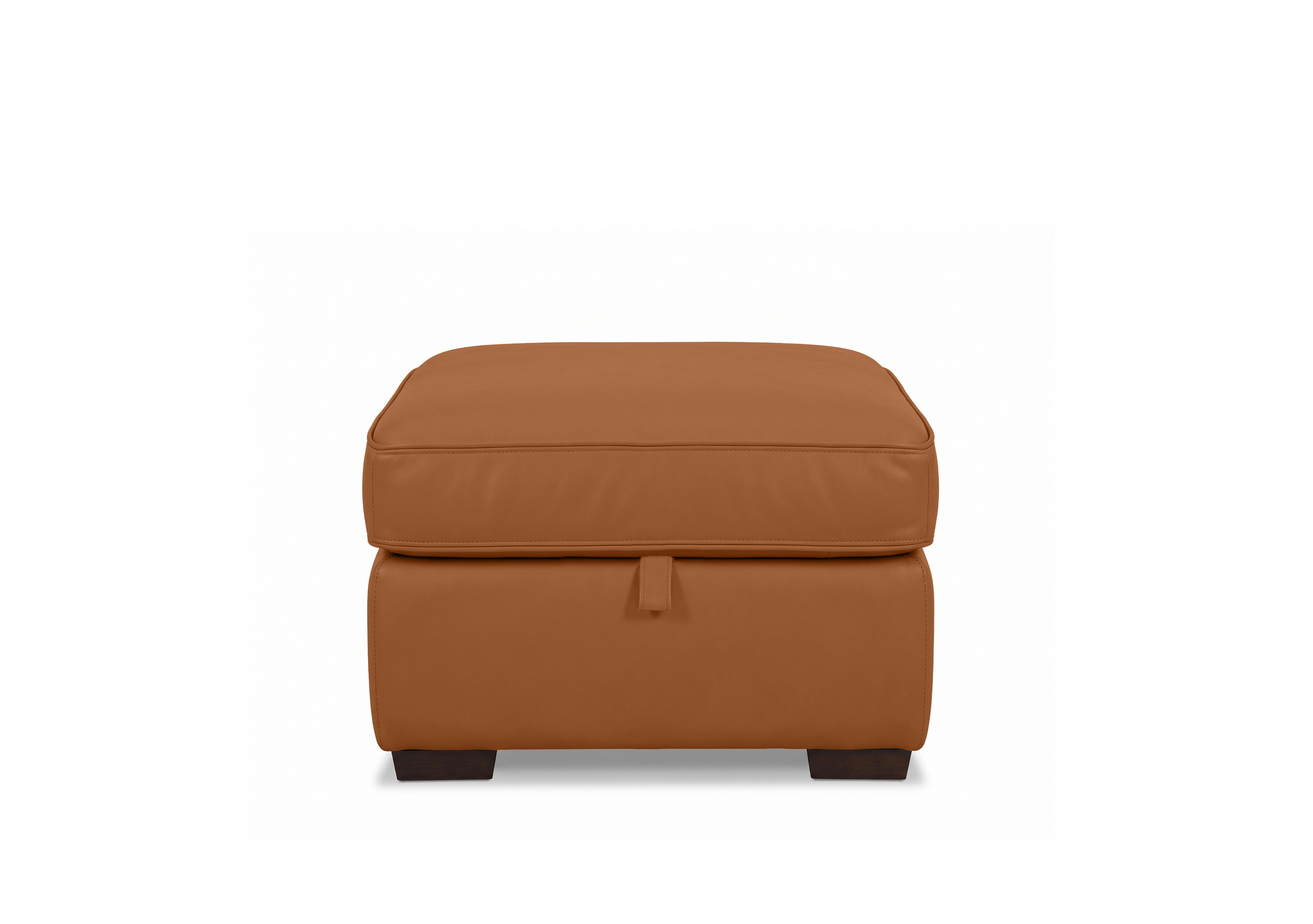 Relax Leather Storage Footstool in Nw-334e Pecan Brown on Furniture Village