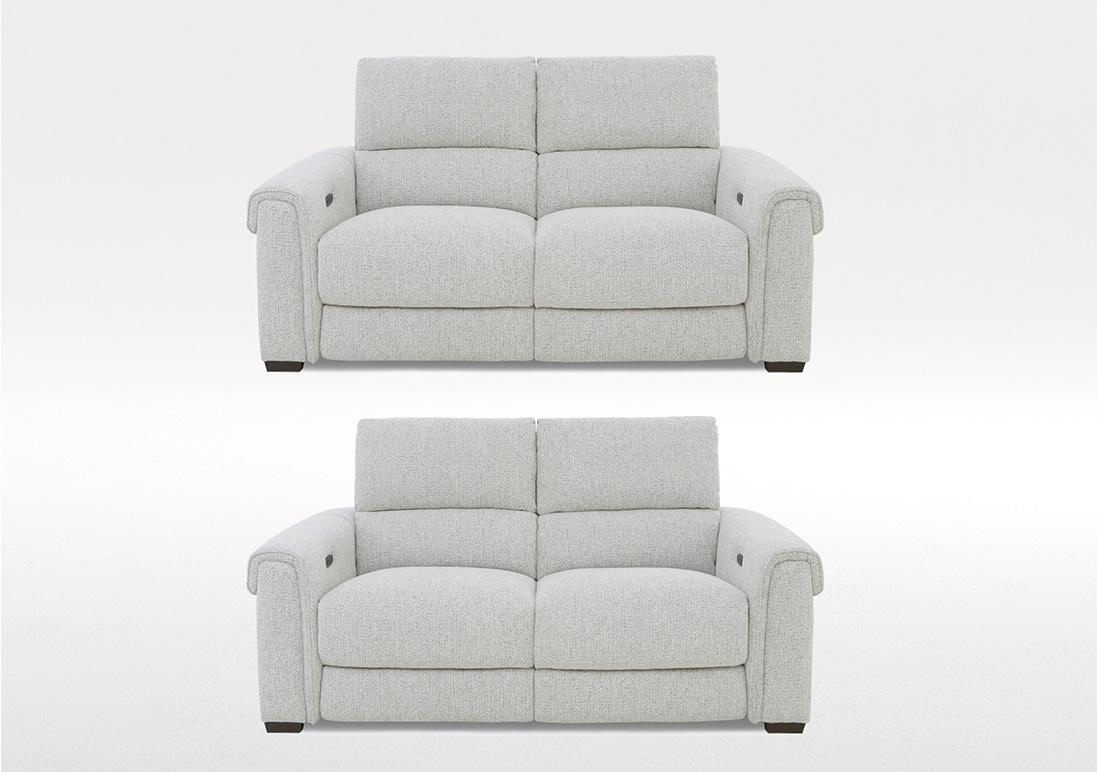 Nixon Set of Two 2 Seater Fabric Power Recliner Sofas in Fab-Mil-R104 Oyster on Furniture Village