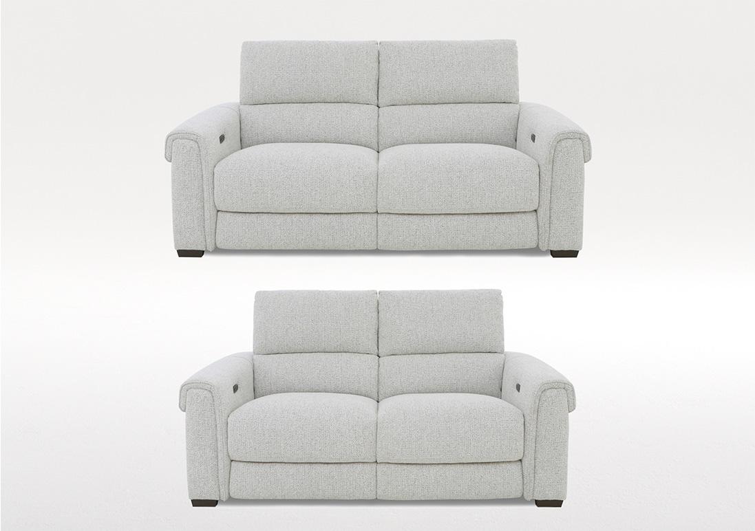 Nixon 3 Seater and 2 Seater Fabric Power Recliner Sofa Set in Fab-Mil-R104 Oyster on Furniture Village