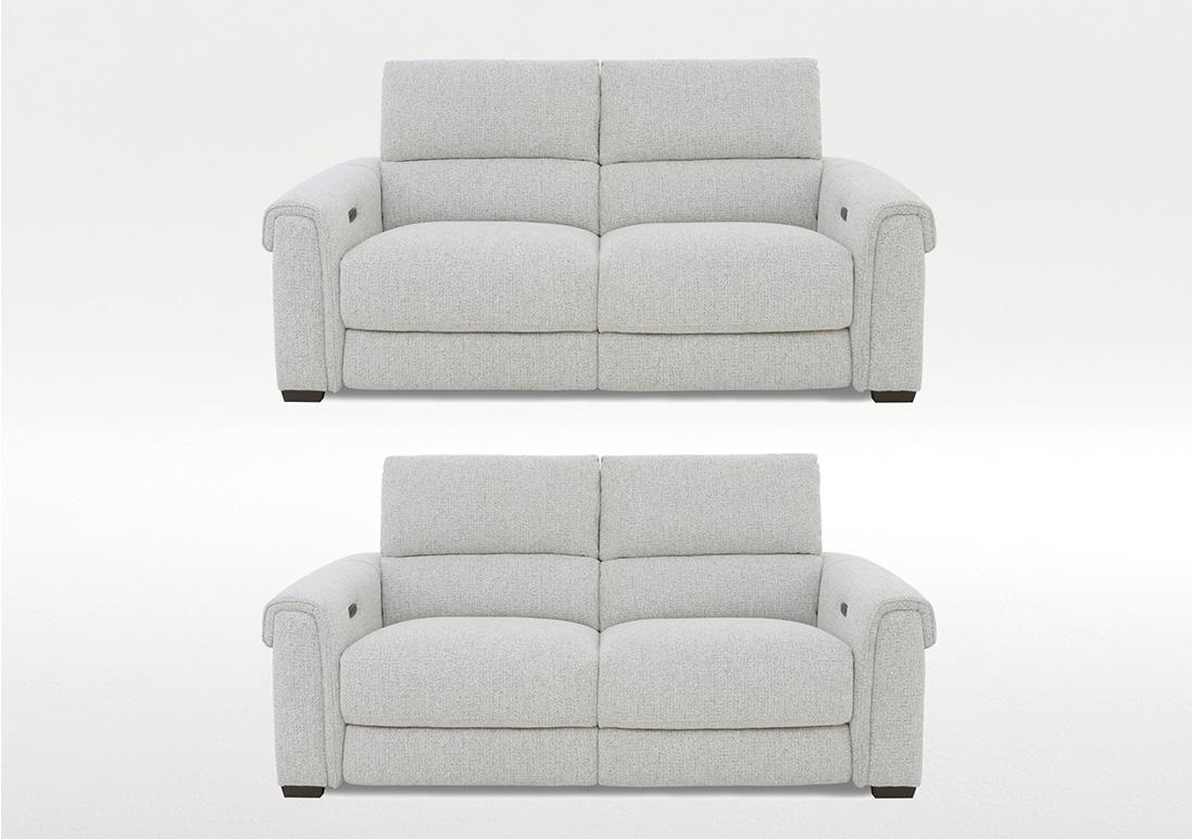 Nixon Set of Two 3 Seater Fabric Power Recliner Sofas in Fab-Mil-R104 Oyster on Furniture Village