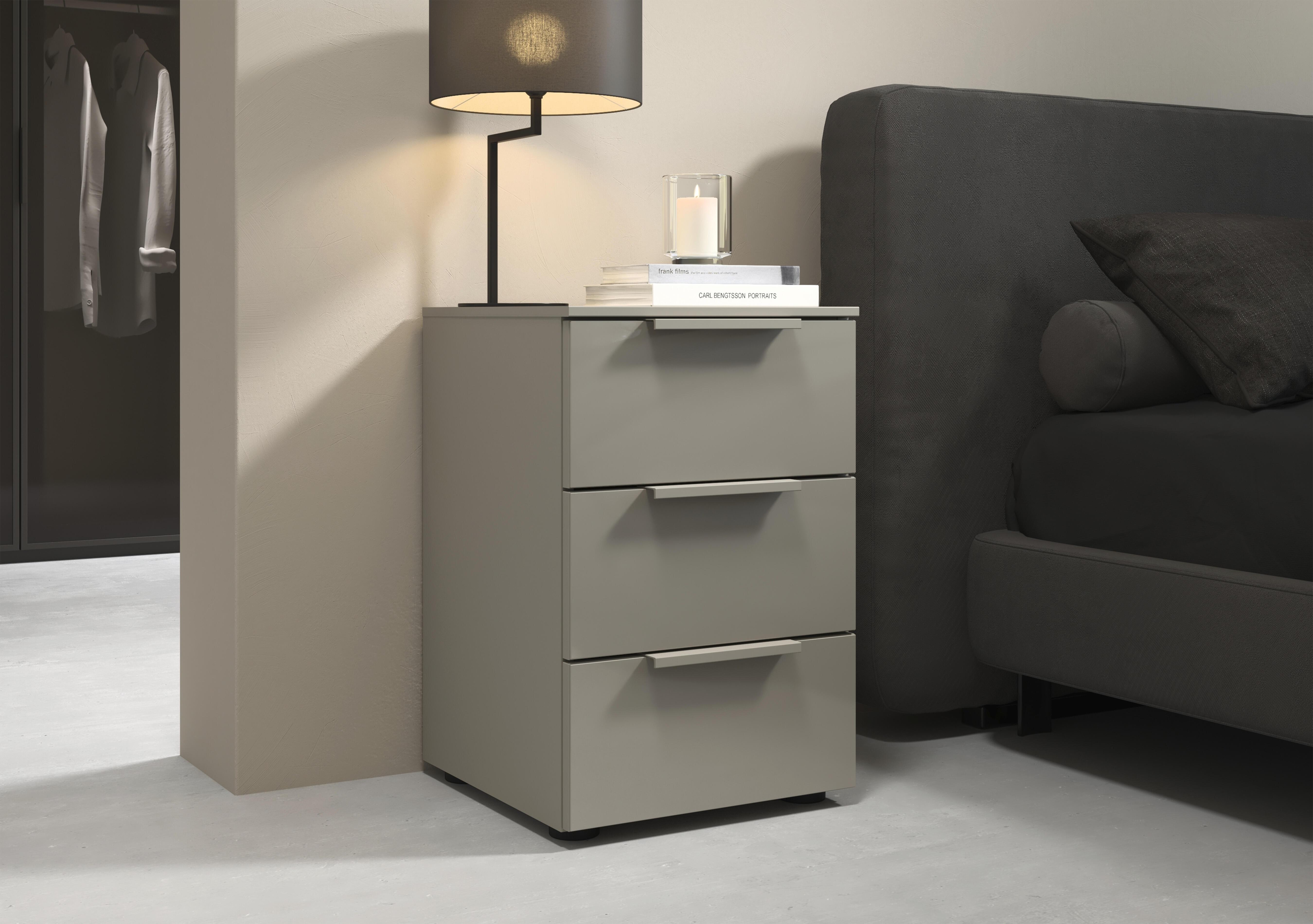 Estella 3 Drawer Glass Bedside Cabinet in  on Furniture Village