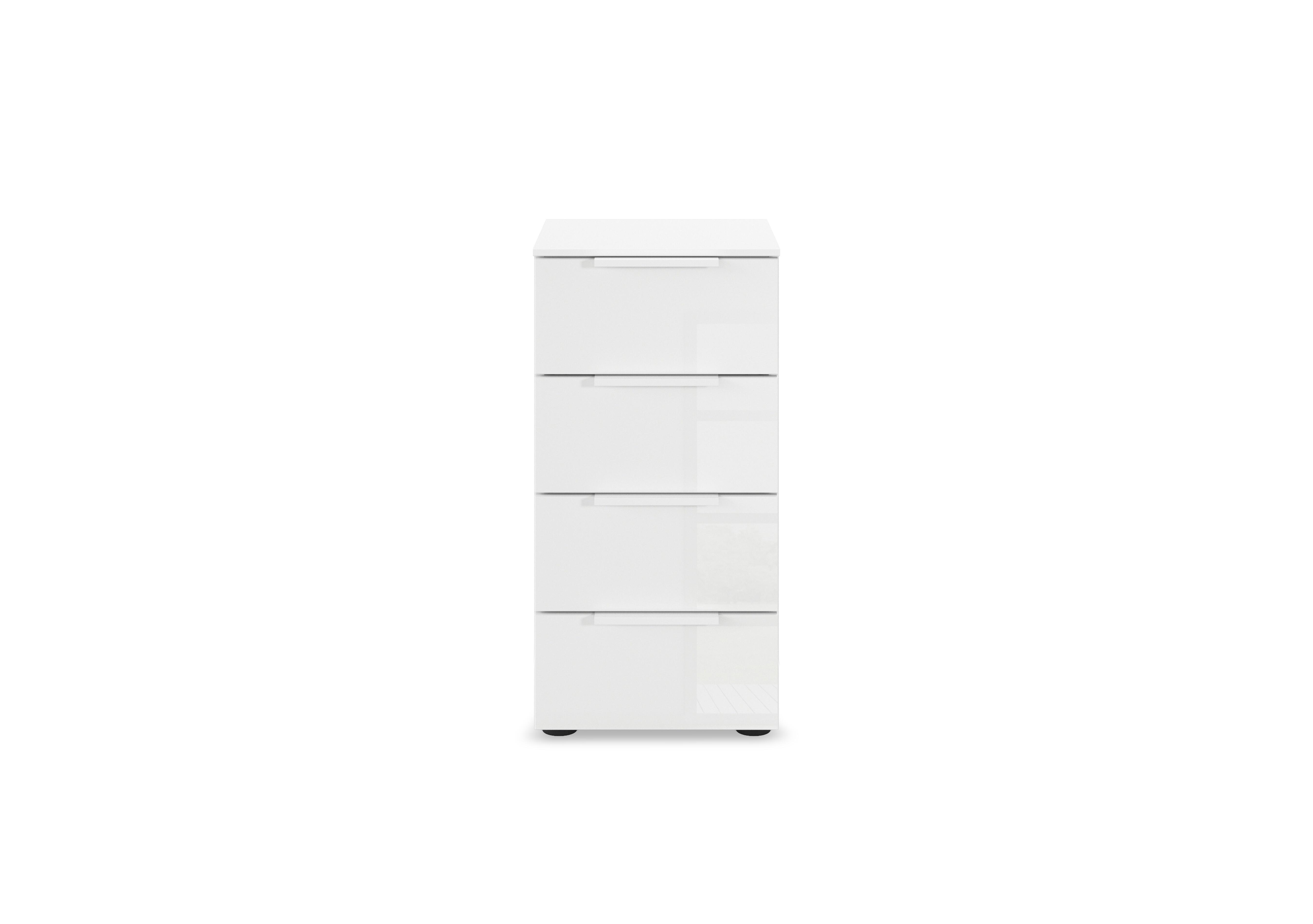 Estella 40cm 4 Drawer Chest in Awg1k Alpine White/White Glass on Furniture Village