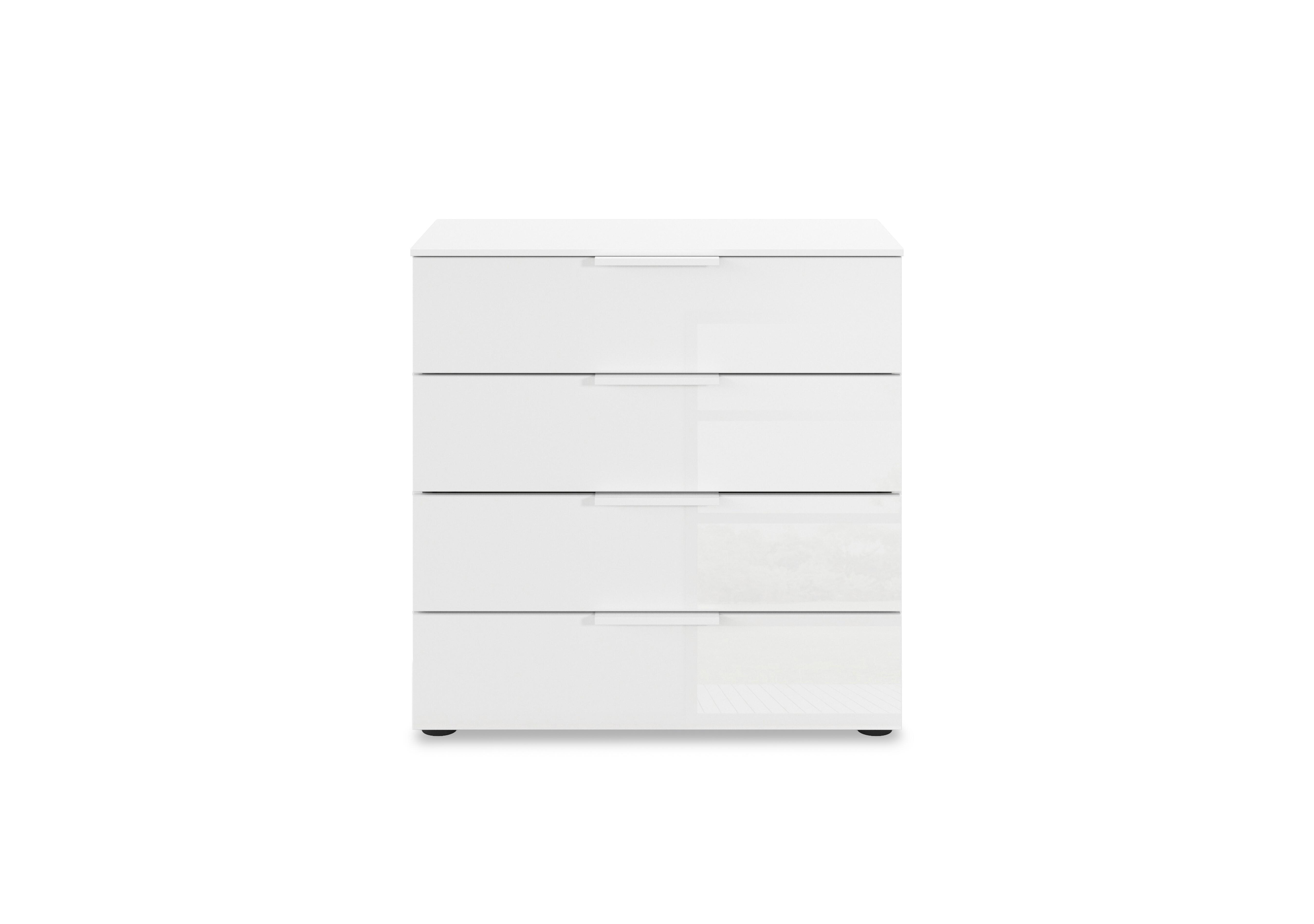 Estella 80cm 4 Drawer Chest in Awg1k Alpine White/White Glass on Furniture Village