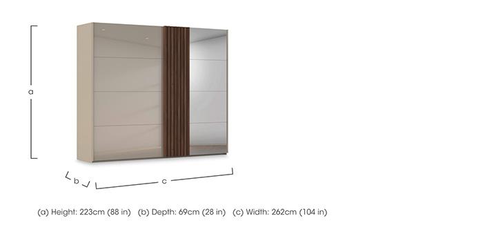 Estella 262cm 2 Door Glass Sliding Wardrobe with 1 Mirror Door in  on Furniture Village