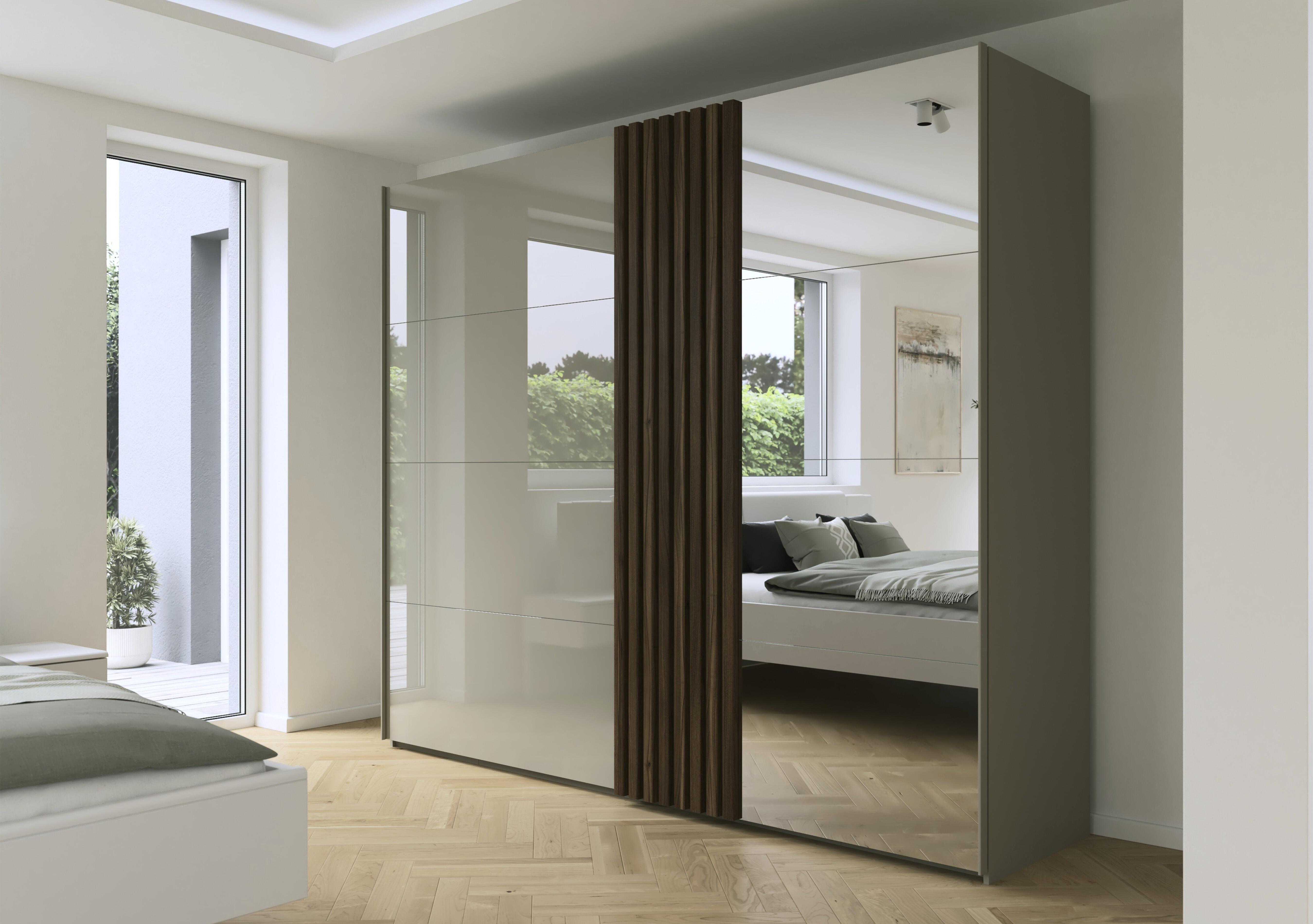 Estella 262cm 2 Door Glass Sliding Wardrobe with 1 Mirror Door in  on Furniture Village
