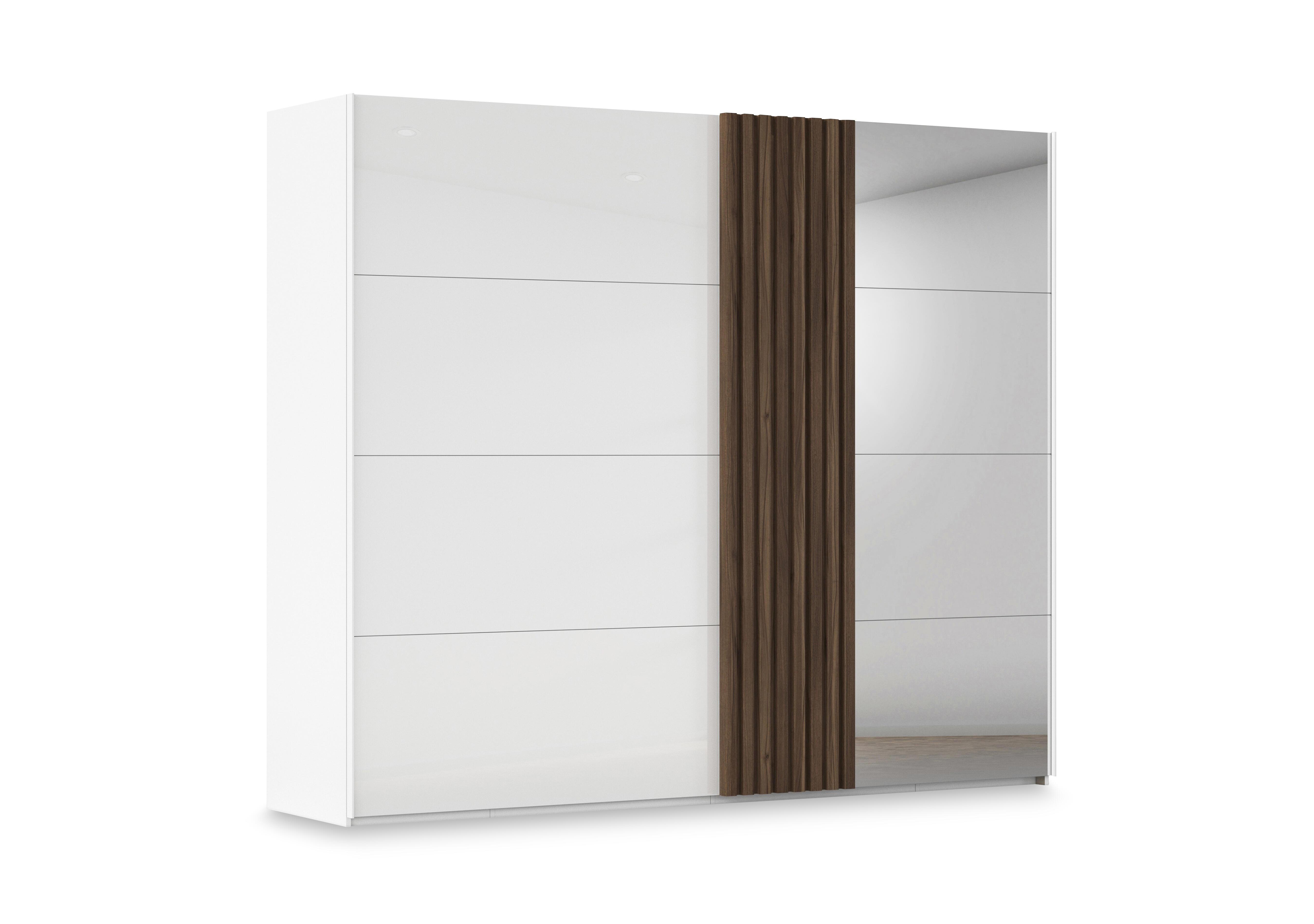Estella 262cm 2 Door Glass Sliding Wardrobe with 1 Mirror Door in Ag971 Alpine White/White Glass on Furniture Village