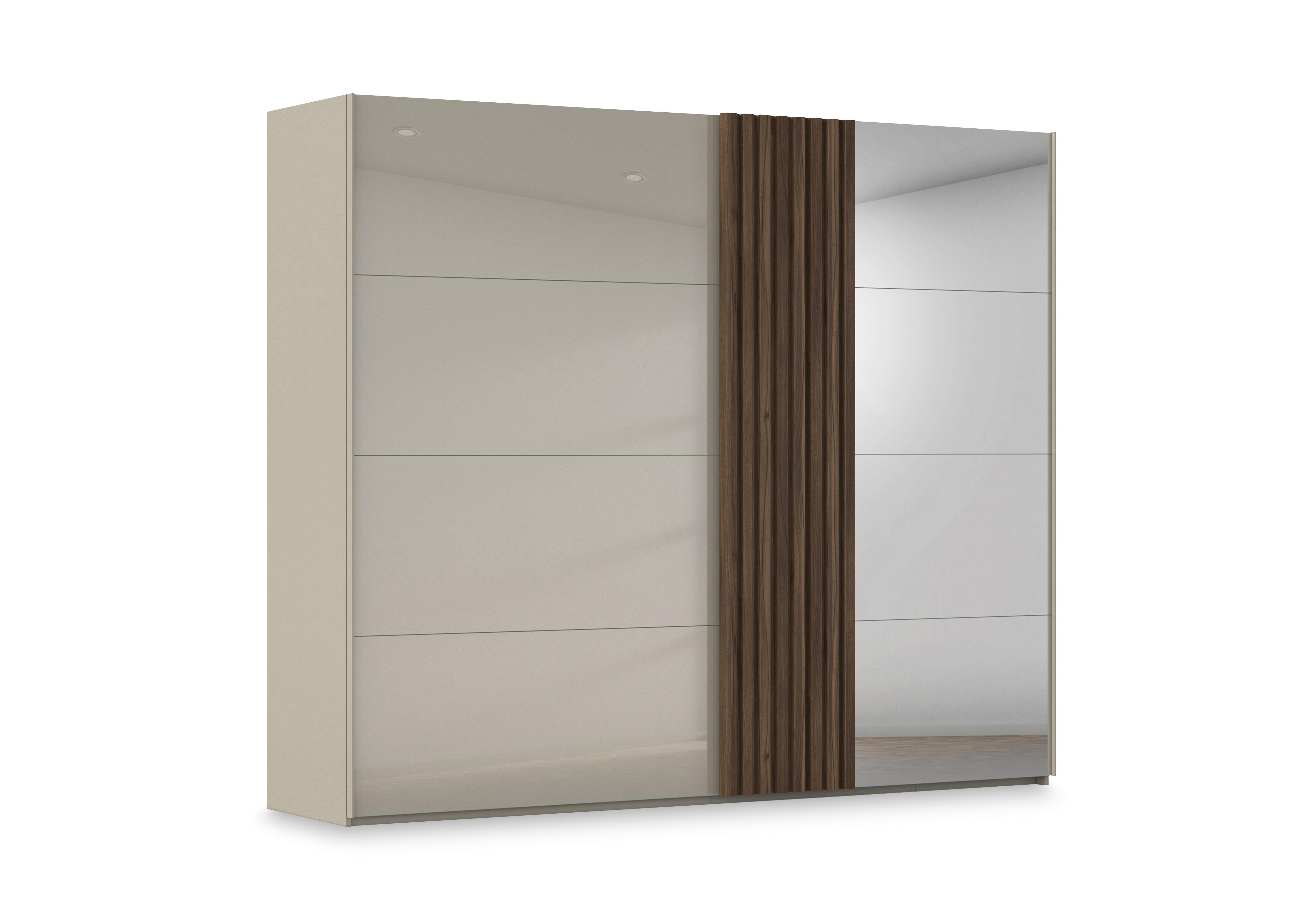 Estella 262cm 2 Door Glass Sliding Wardrobe with 1 Mirror Door in Ag977 Fango / Fango Glass on Furniture Village