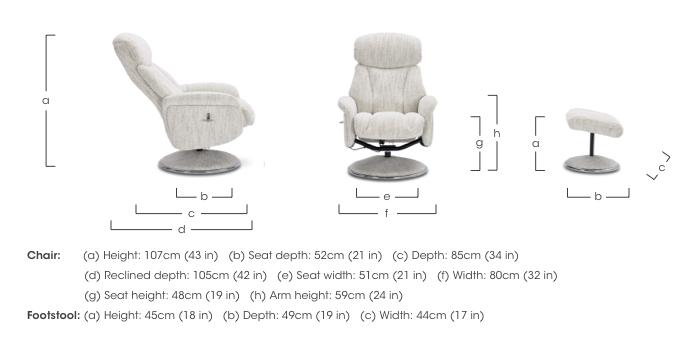 Elm Fabric Swivel Recliner Chair and Footstool in  on Furniture Village