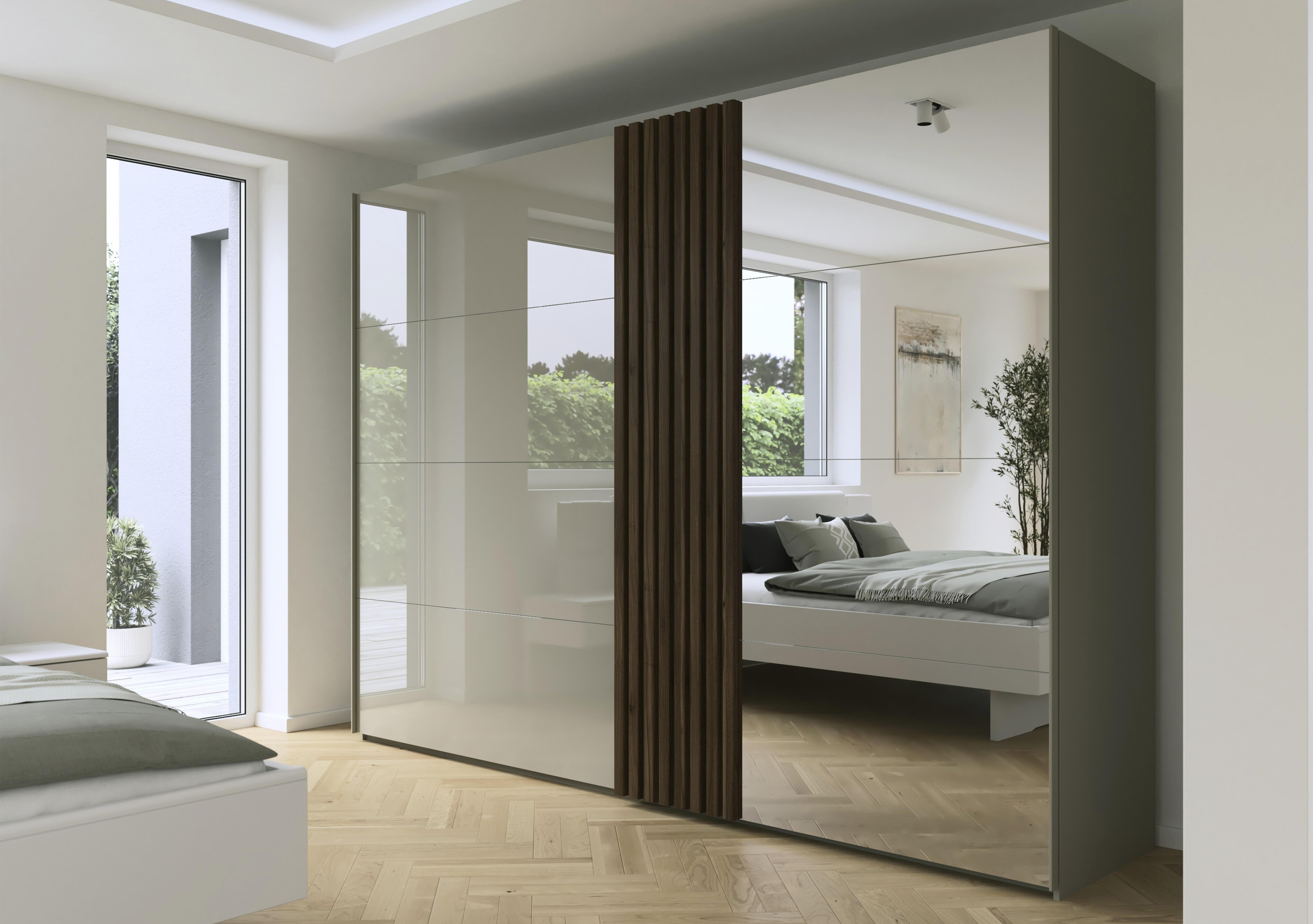 Estella 301cm 2 Door Glass Sliding Wardrobe with 1 Mirror Door in  on Furniture Village