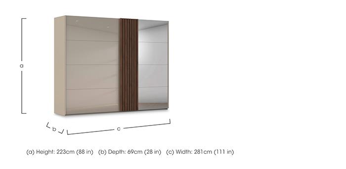 Estella 281cm 2 Door Glass Sliding Wardrobe with 1 Mirror Door in  on Furniture Village