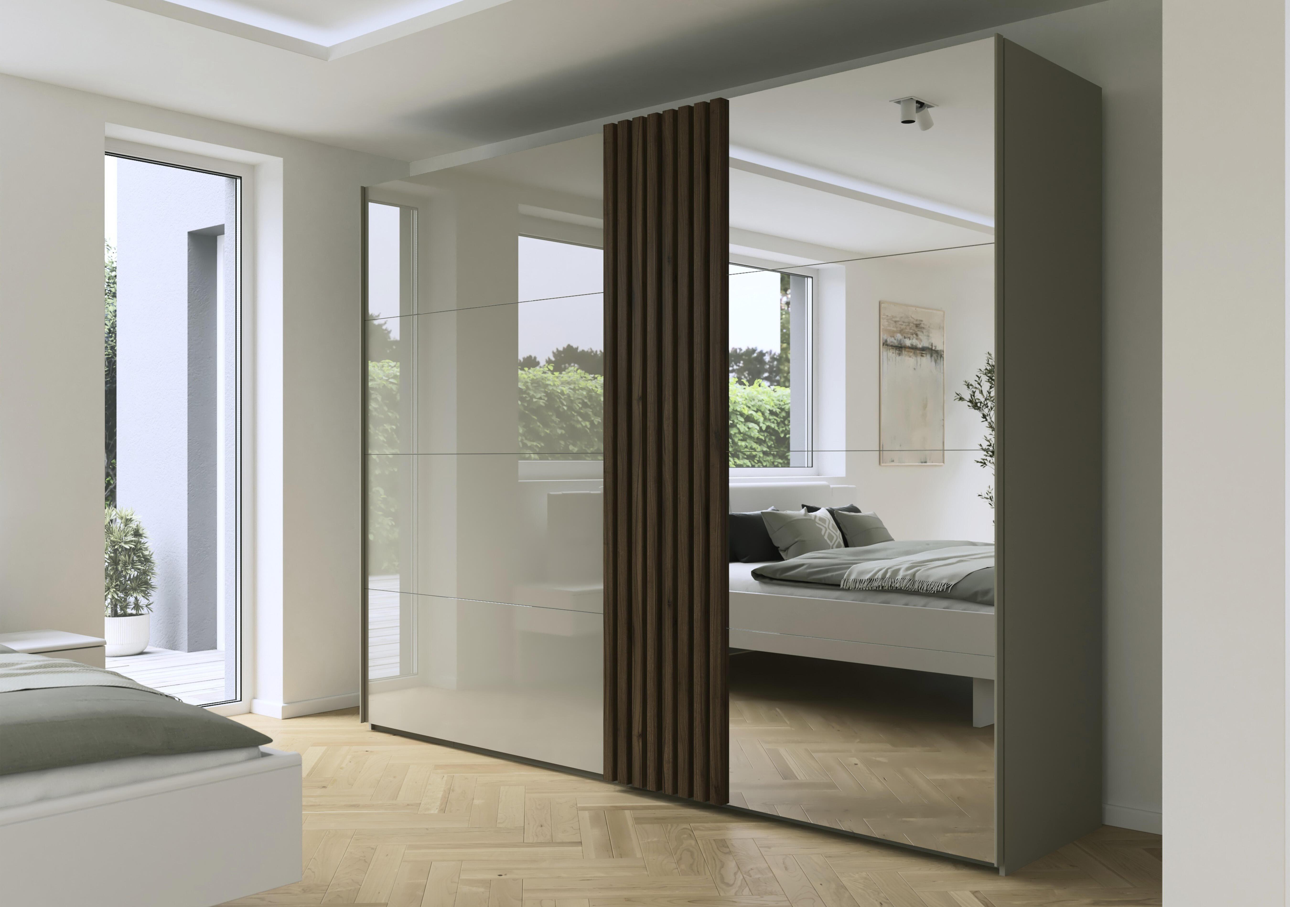 Estella 281cm 2 Door Glass Sliding Wardrobe with 1 Mirror Door in  on Furniture Village