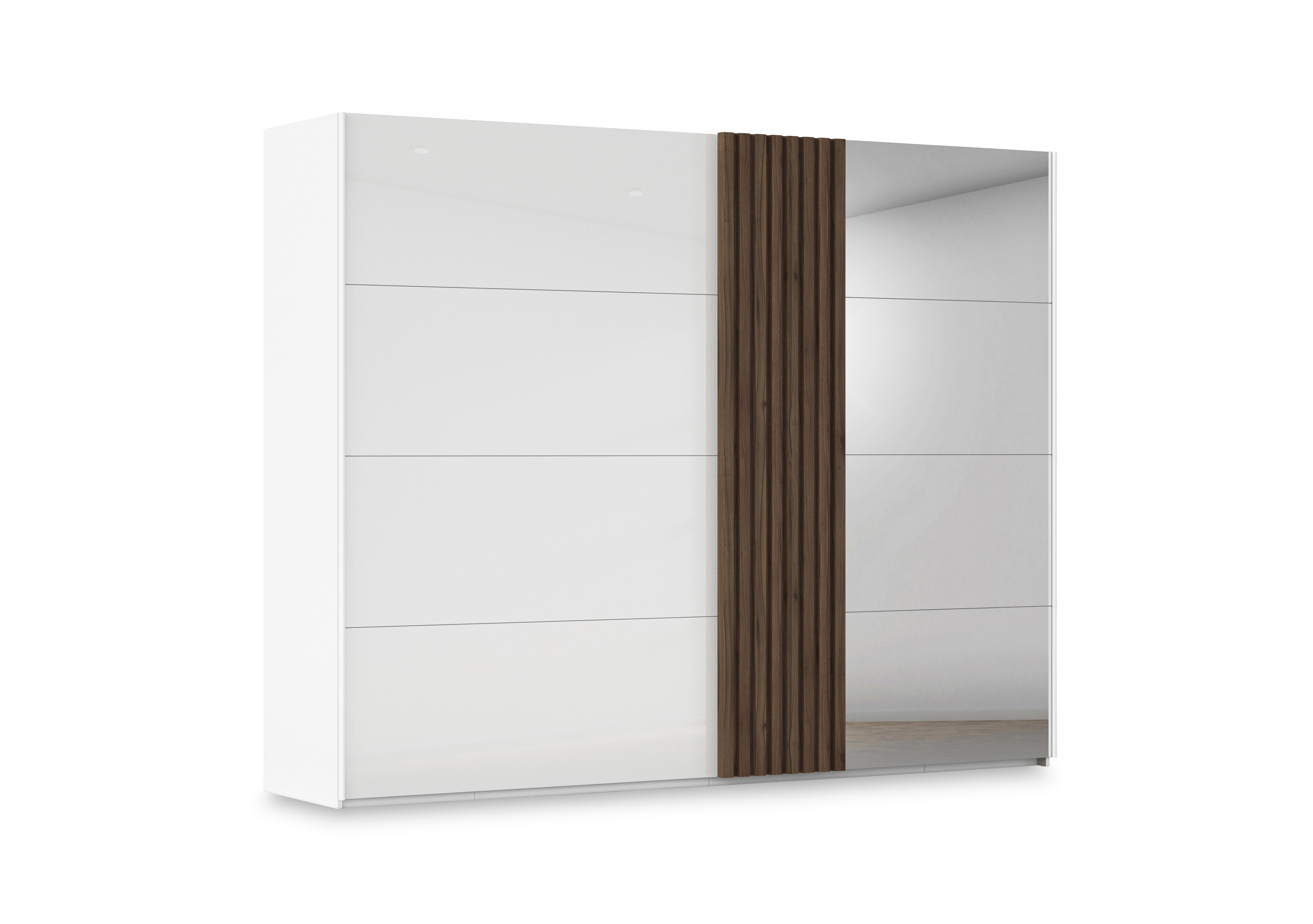 Estella 281cm 2 Door Glass Sliding Wardrobe with 1 Mirror Door in Ag971 Alpine White/White Glass on Furniture Village