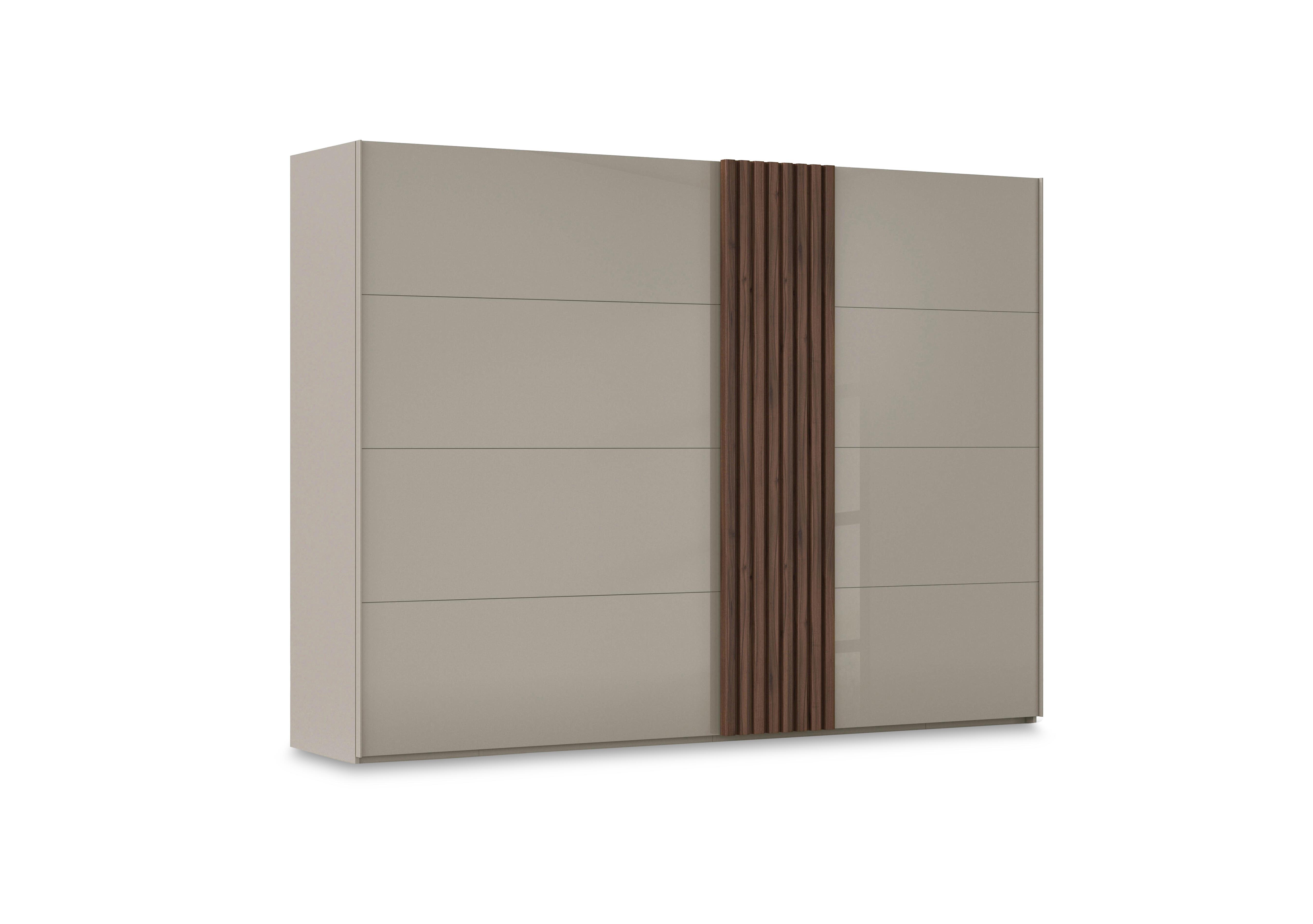 Estella 301cm 2 Door Glass Sliding Wardrobe in Ag977 Fango / Fango Glass on Furniture Village