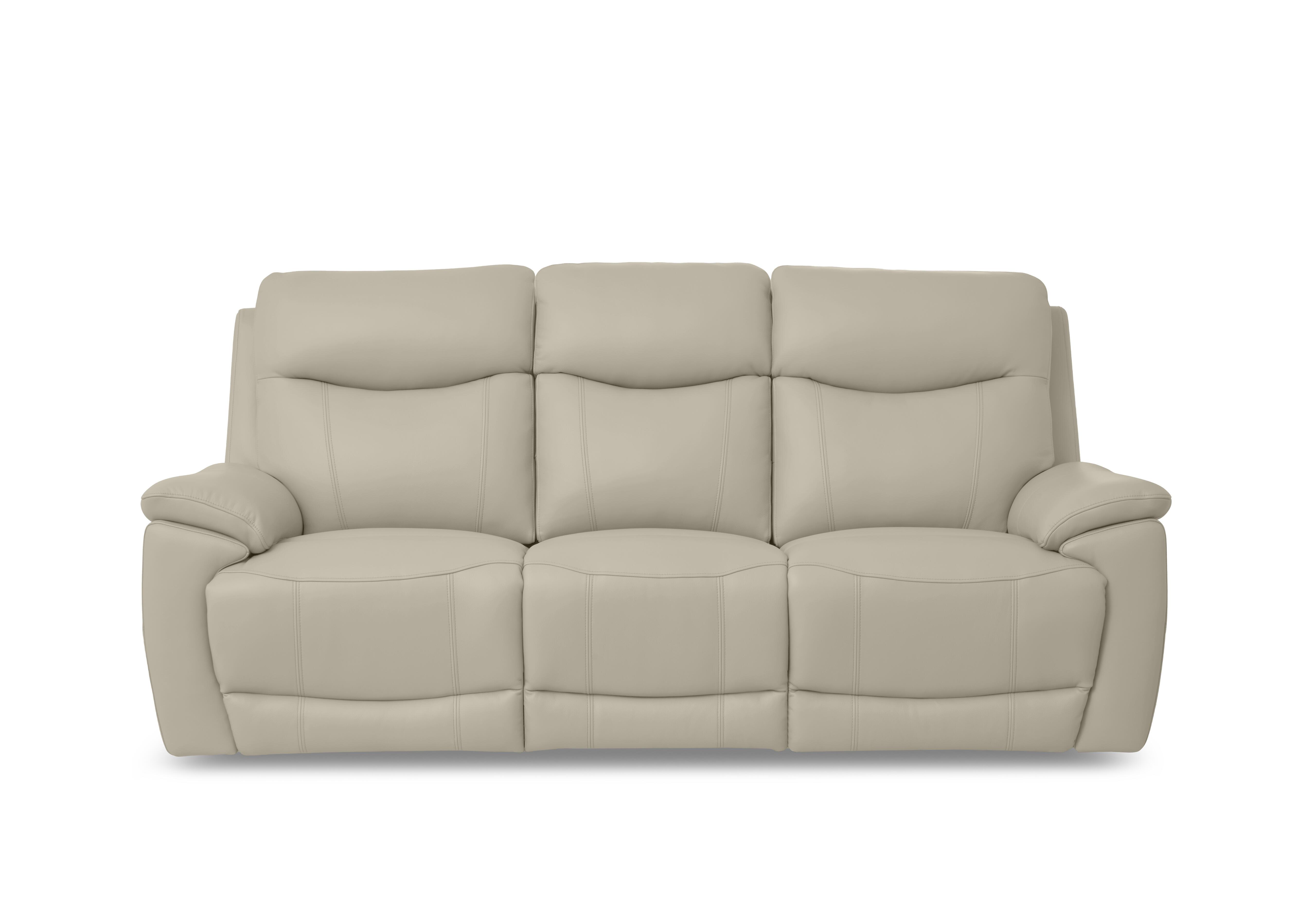 Sloane Leather 3 Seater 3 Cushion Power Recliner Sofa with Power Headrests in Cat-60/05 Bone China on Furniture Village