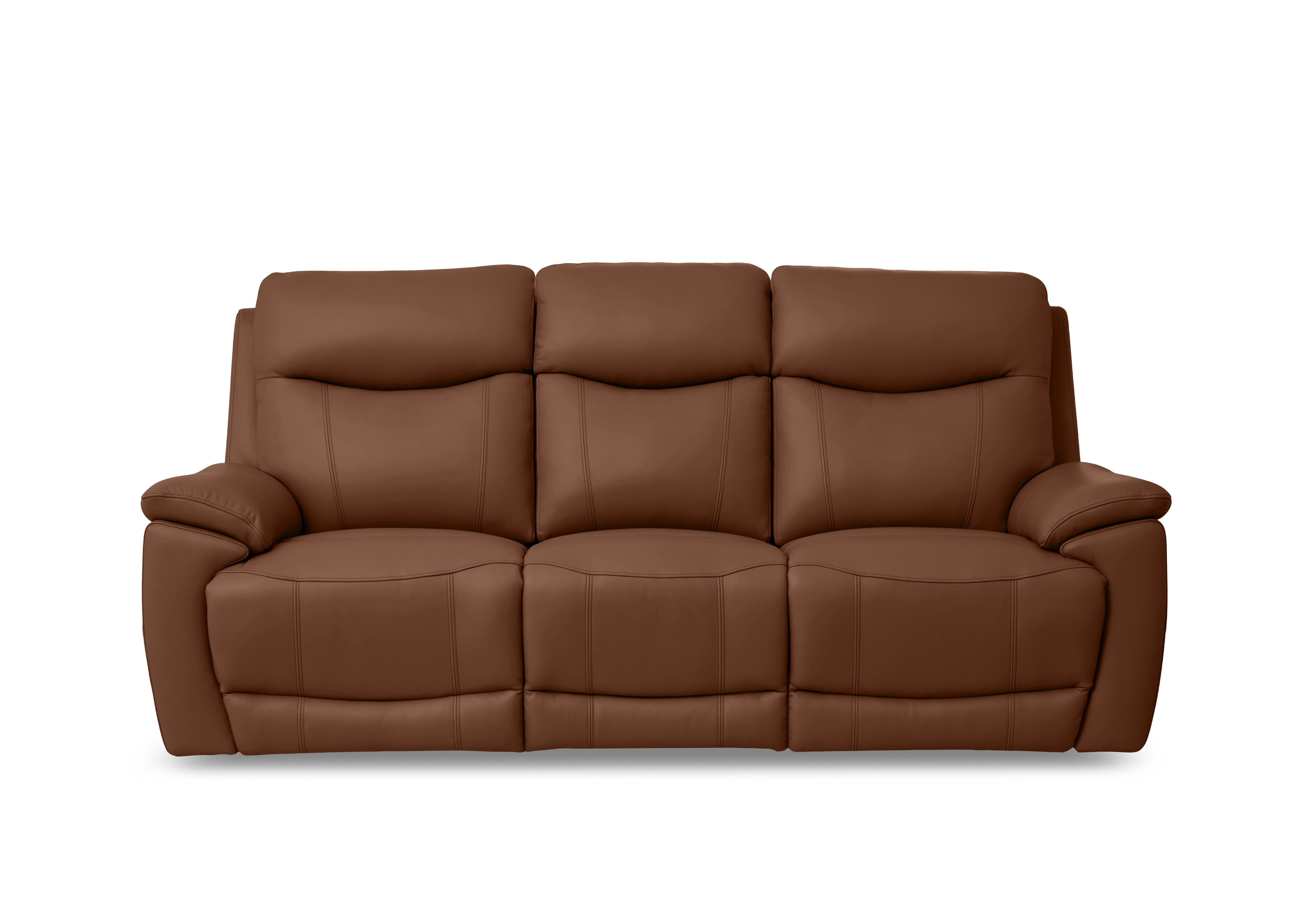 Sloane Leather 3 Seater 3 Cushion Power Recliner Sofa with Power Headrests in Cat-60/07 Butterscotch on Furniture Village