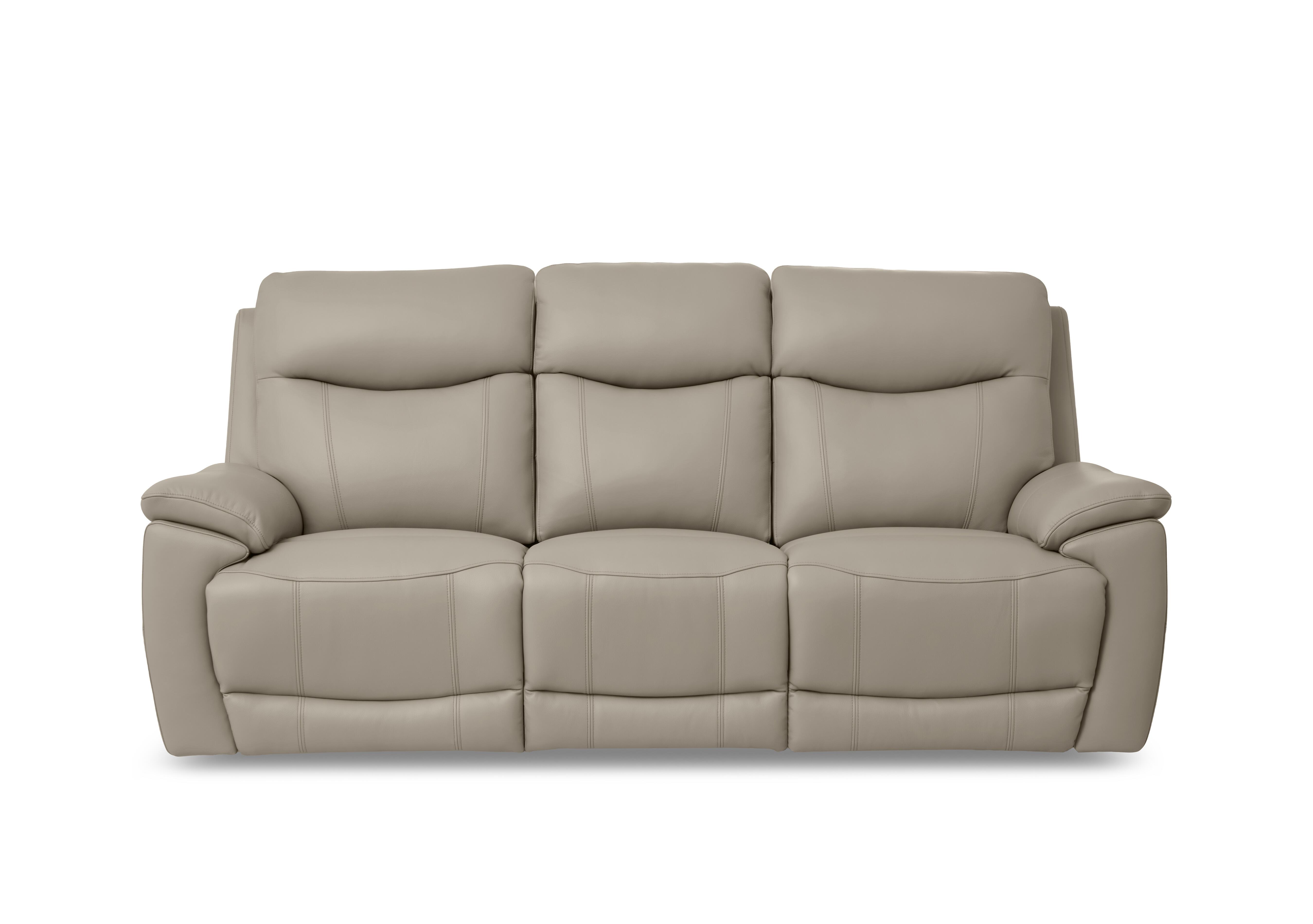 Sloane 3 Seater 3 Cushion Leather Sofa in Cat-40/08 Oyster on Furniture Village