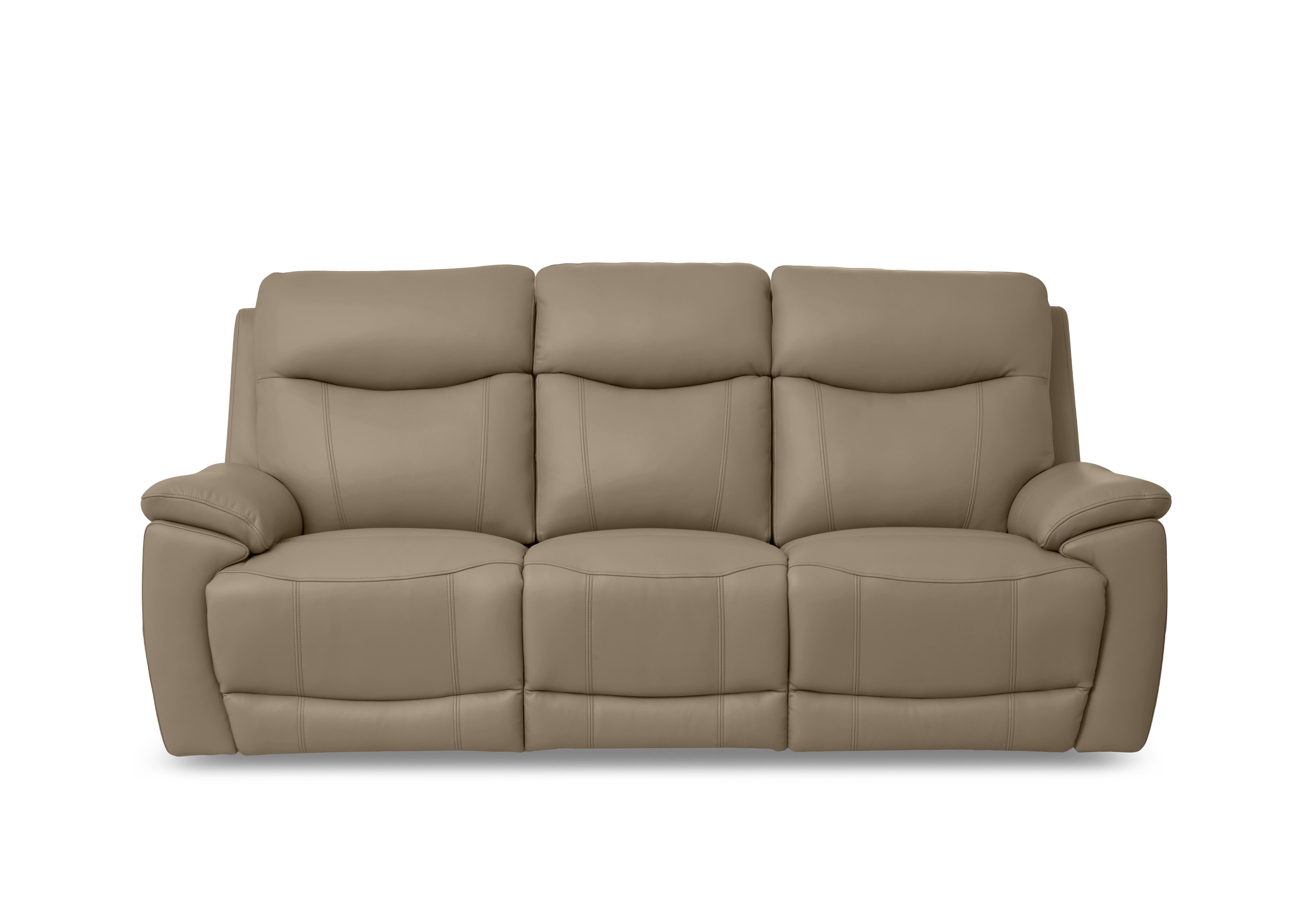 Sloane 3 Seater 3 Cushion Leather Sofa in Cat-60/06 Barley on Furniture Village