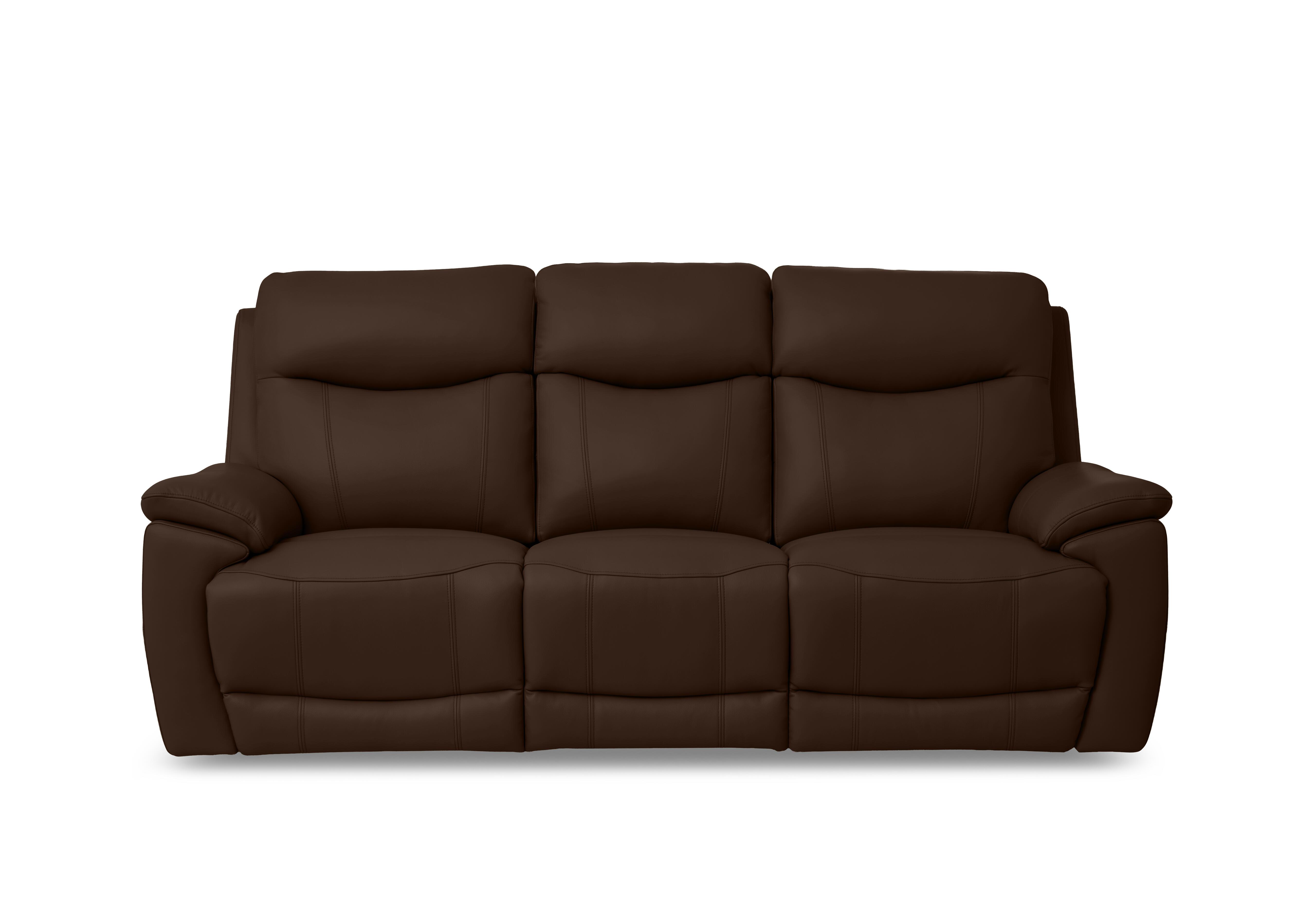 Sloane 3 Seater 3 Cushion Leather Sofa in Cat-60/08 Chocolate on Furniture Village