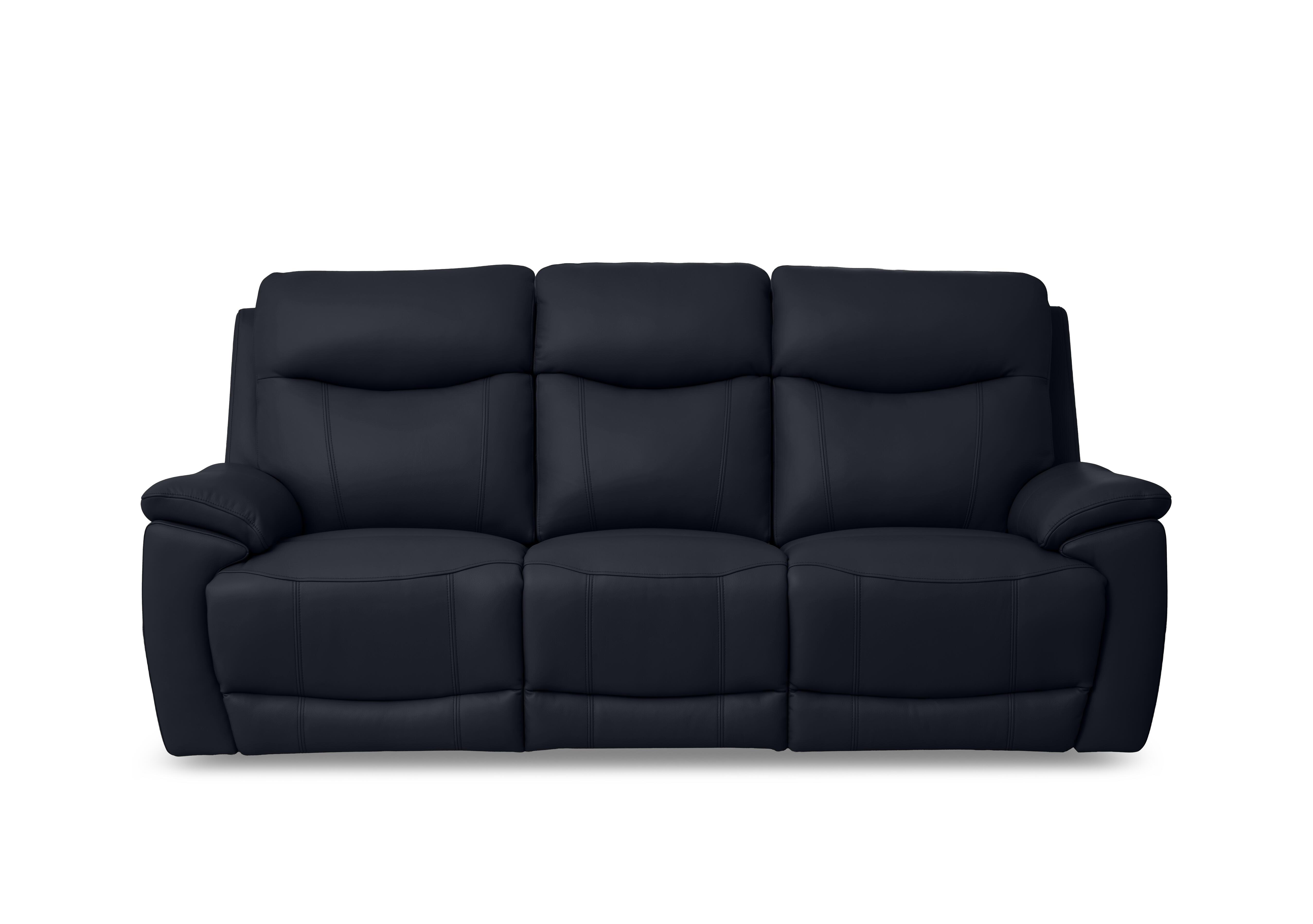 Sloane 3 Seater 3 Cushion Leather Sofa in Cat-60/24 Navy on Furniture Village