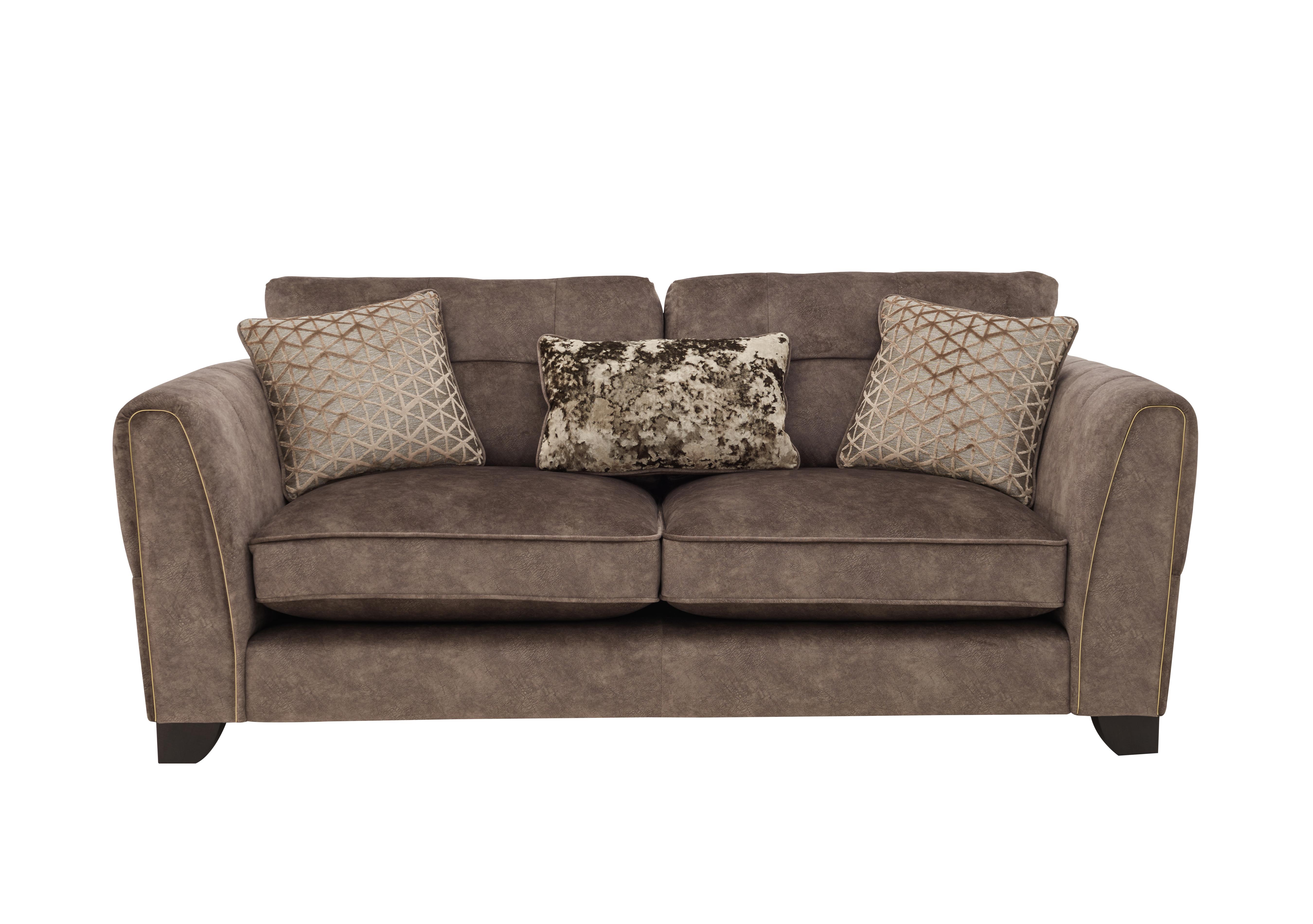 Mariah 3 Seater Fabric Classic Back Sofa Bed in Dapple Chocolate-Tri Brass on Furniture Village