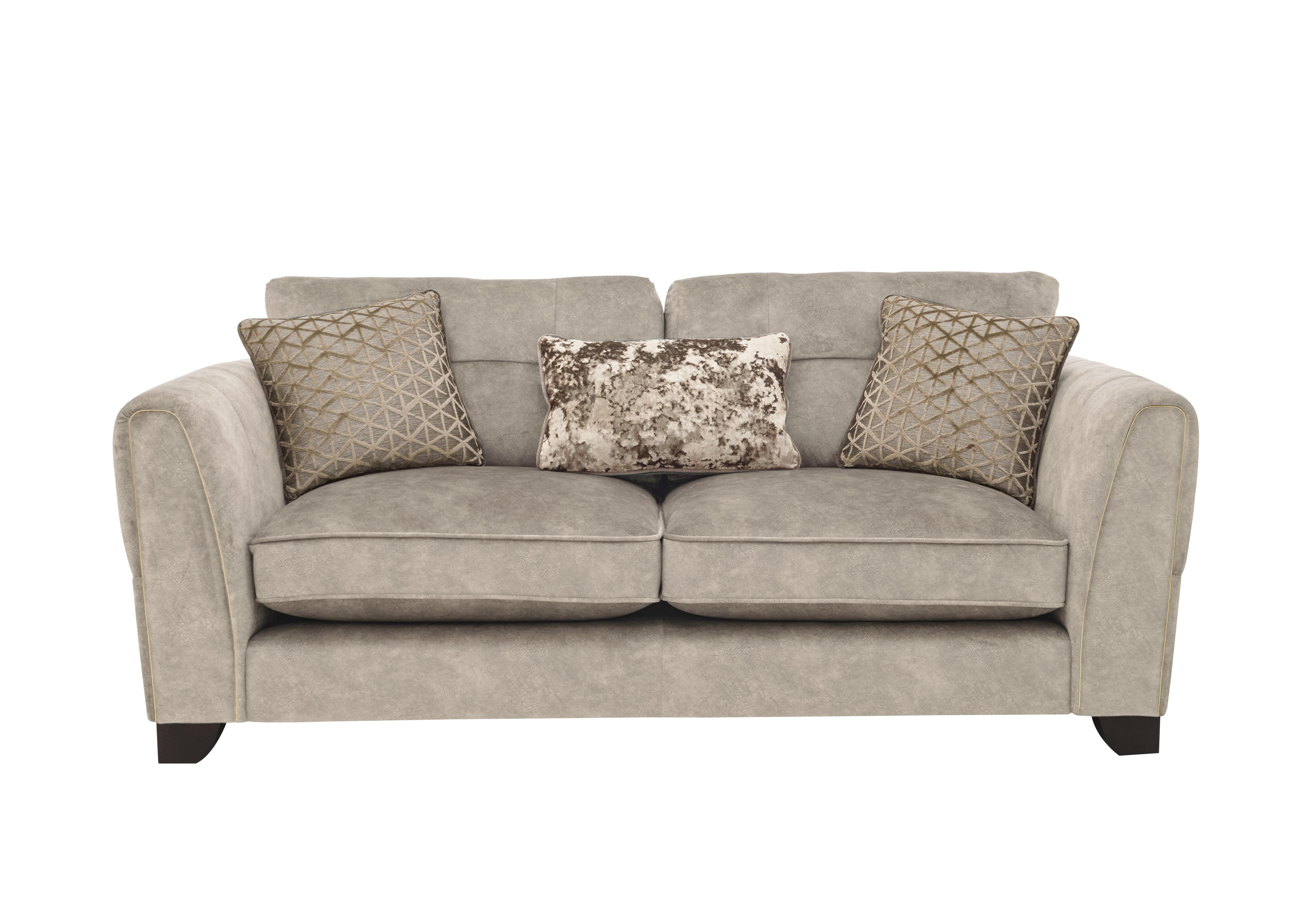 Mariah 3 Seater Fabric Classic Back Sofa Bed in Dapple Cream-Tri Brass Insert on Furniture Village