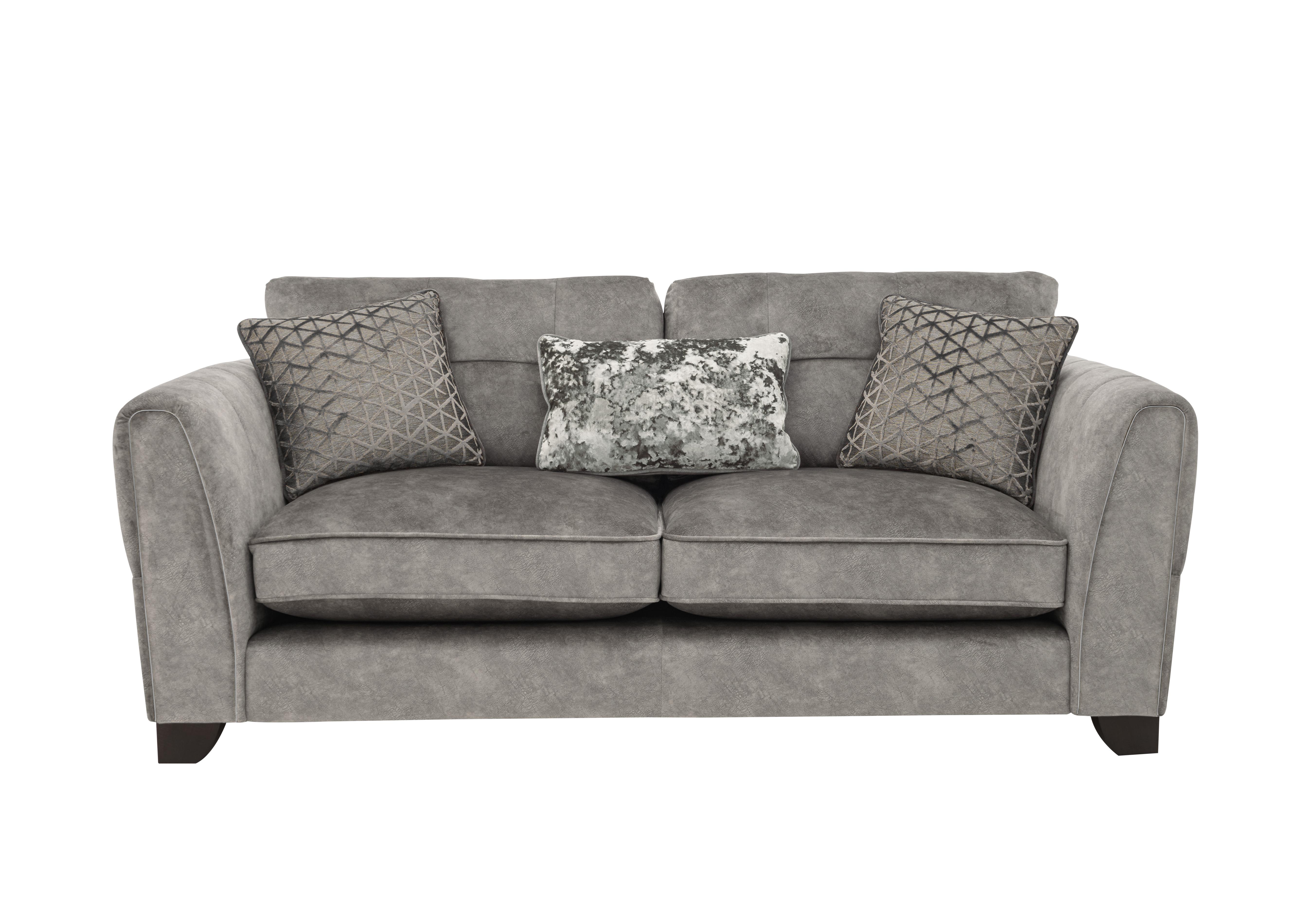 Mariah 3 Seater Fabric Classic Back Sofa Bed in Dapple Silver-Tri Chrome on Furniture Village